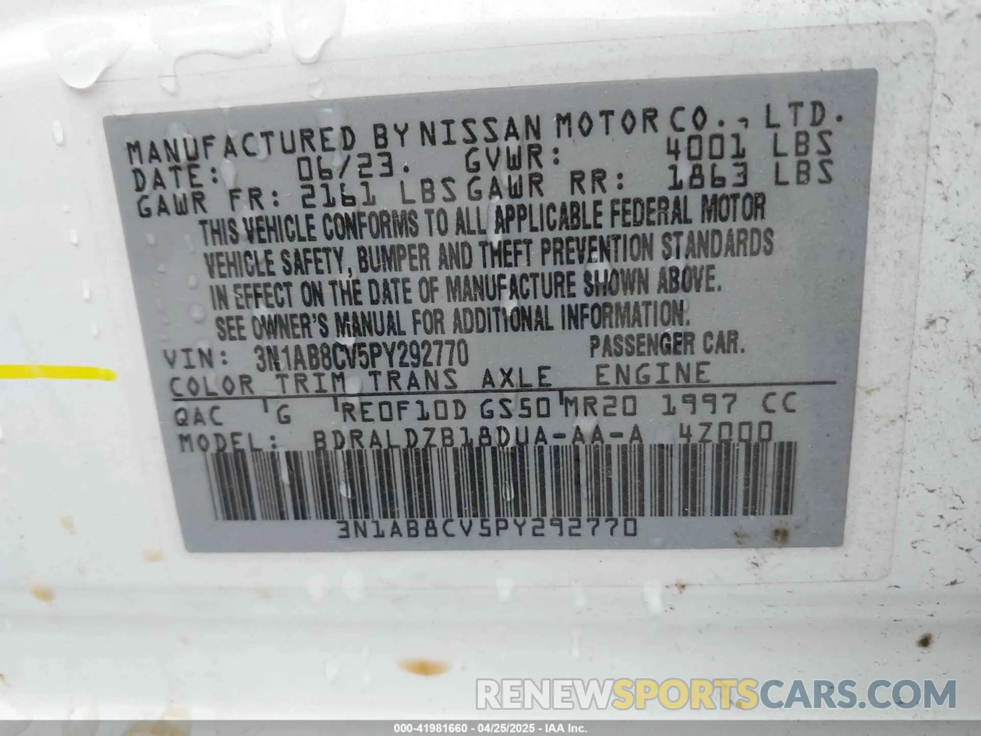 9 fotografías del automóvil dañado 3N1AB8CV5PY292770 NISSAN SENTRA 2023