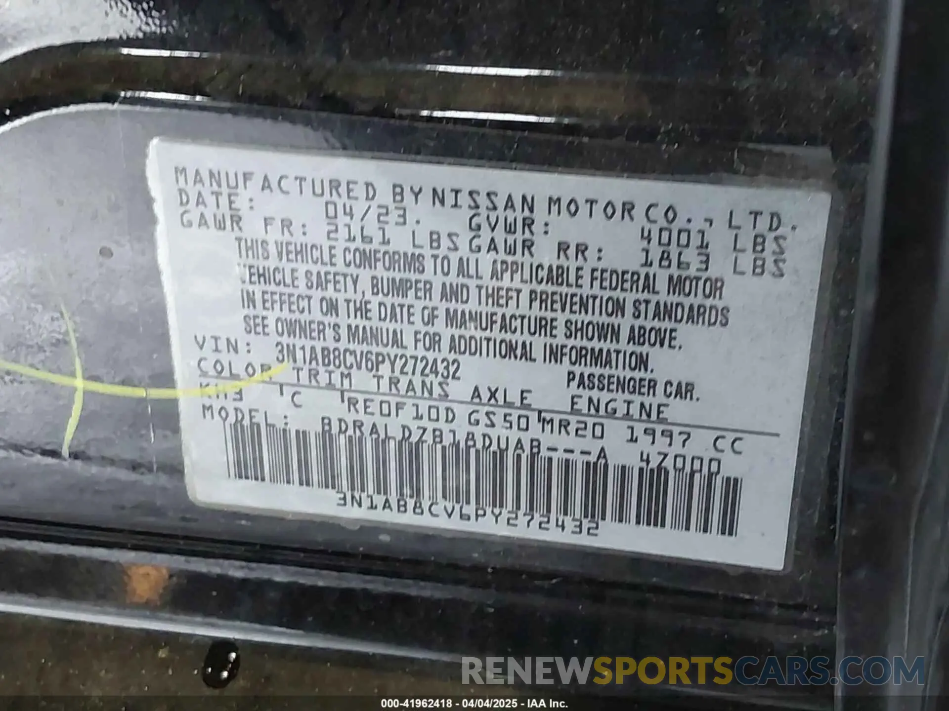 9 fotografías del automóvil dañado 3N1AB8CV6PY272432 NISSAN SENTRA 2023