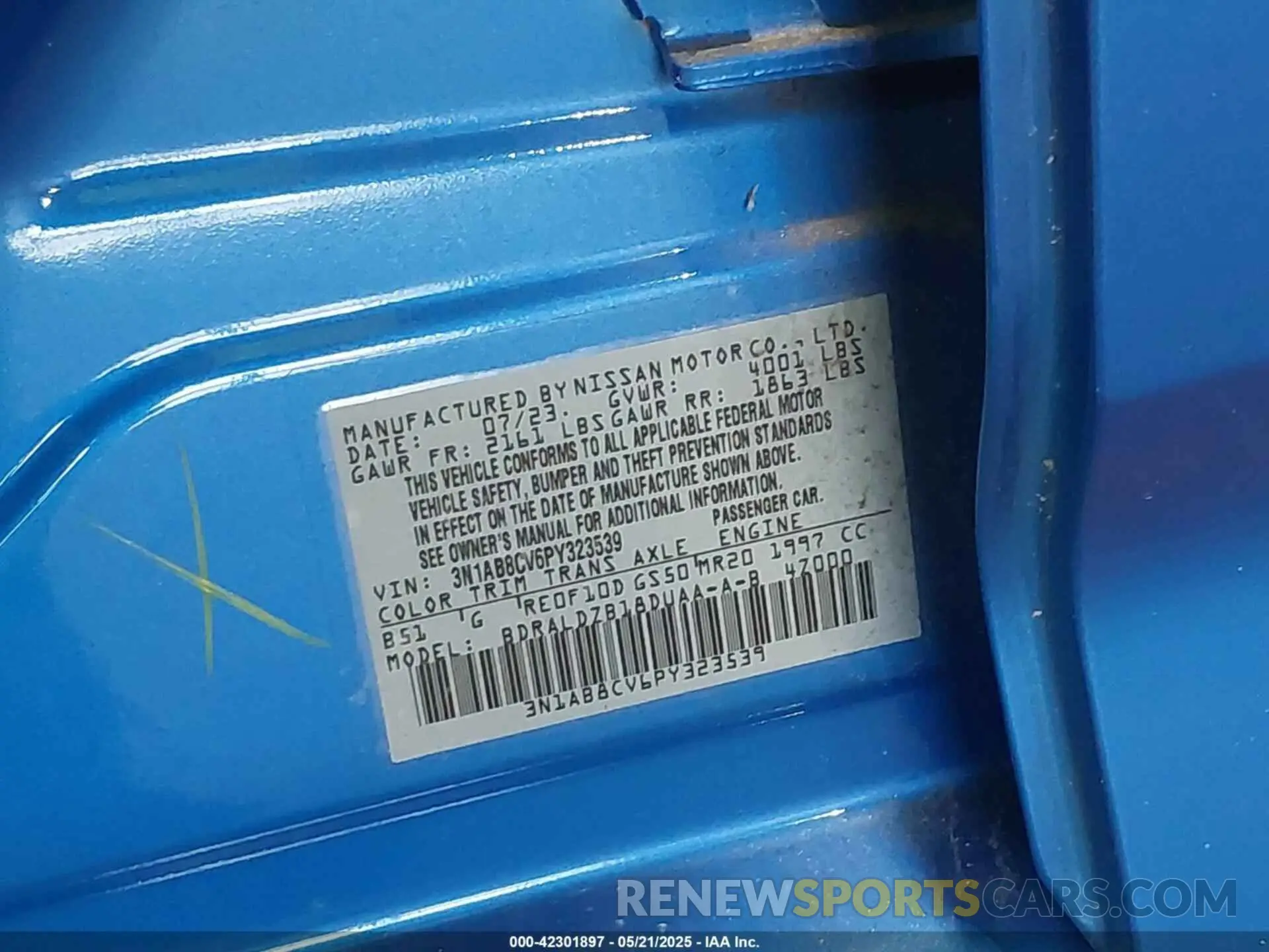 9 fotografías del automóvil dañado 3N1AB8CV6PY323539 NISSAN SENTRA 2023