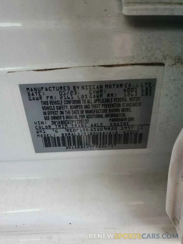 12 fotografías del automóvil dañado 3N1AB8CV7PY226737 NISSAN SENTRA 2023