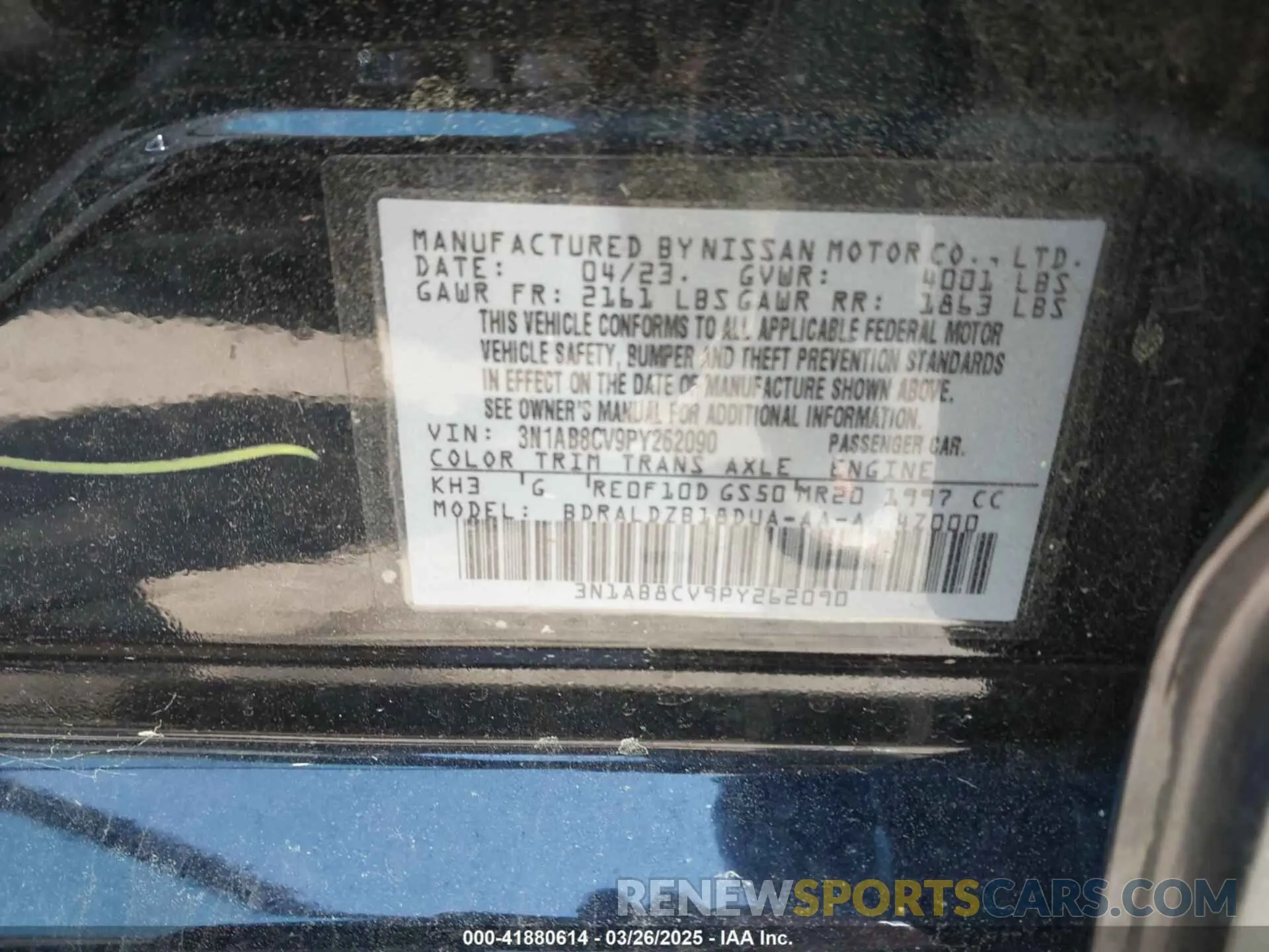 9 fotografías del automóvil dañado 3N1AB8CV9PY262090 NISSAN SENTRA 2023