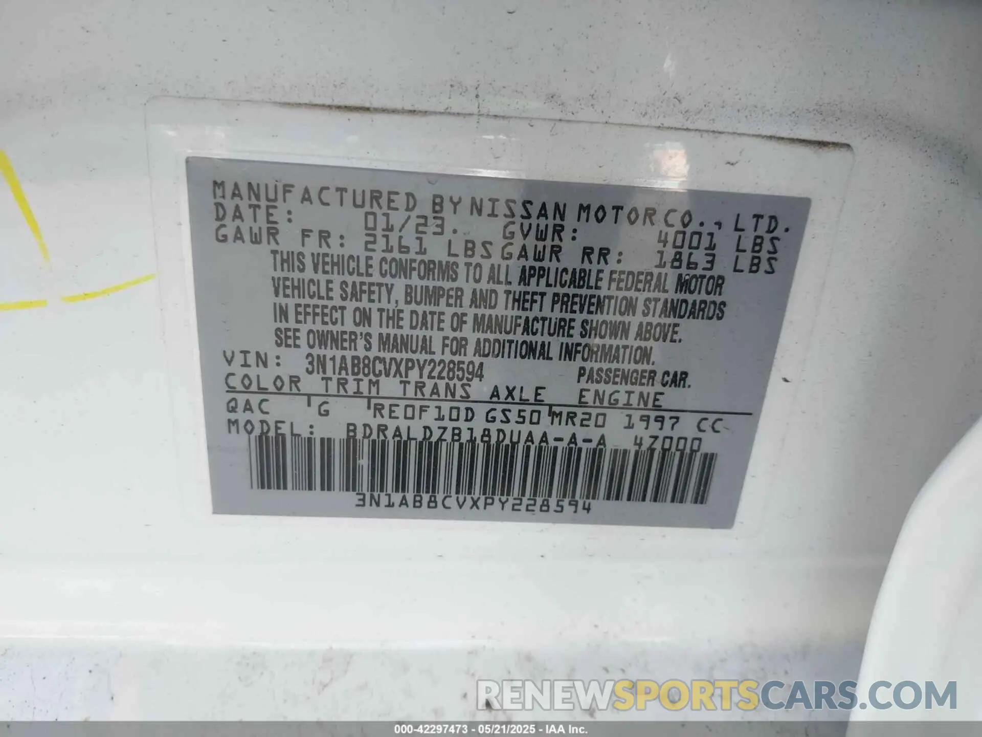 9 fotografías del automóvil dañado 3N1AB8CVXPY228594 NISSAN SENTRA 2023