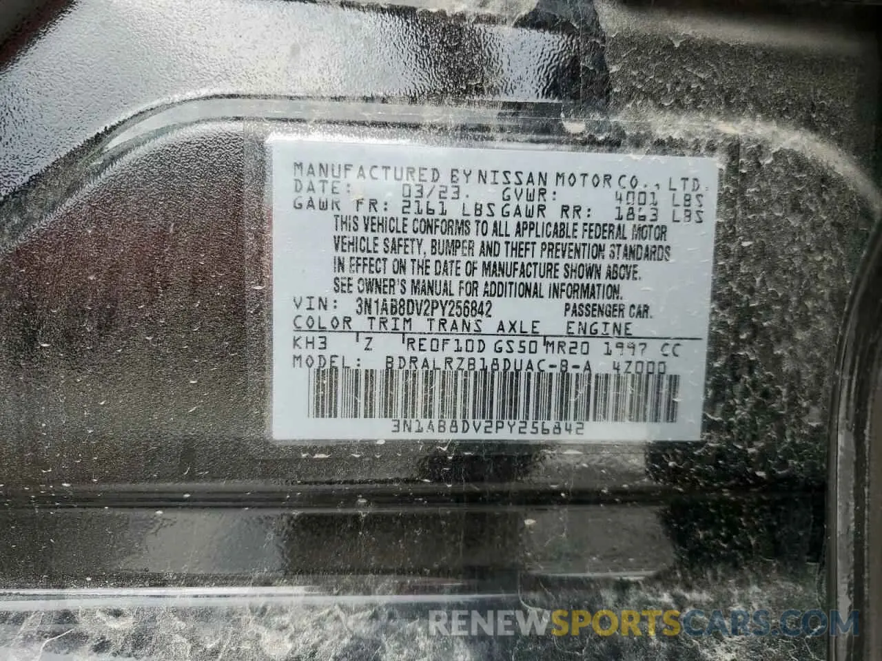 12 fotografías del automóvil dañado 3N1AB8DV2PY256842 NISSAN SENTRA 2023