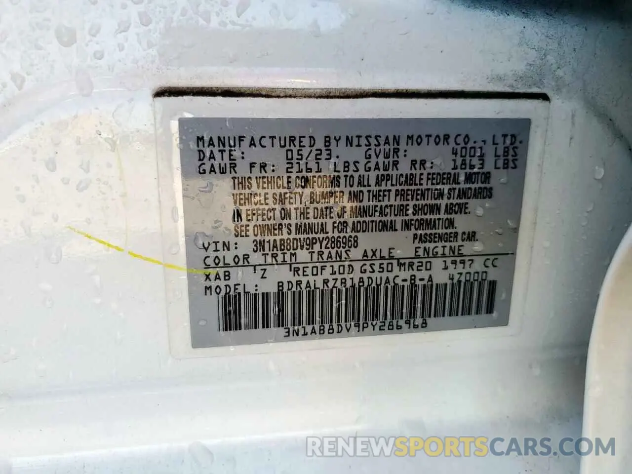 13 fotografías del automóvil dañado 3N1AB8DV9PY286968 NISSAN SENTRA 2023