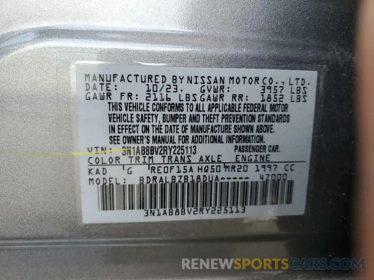 12 fotografías del automóvil dañado 3N1AB8BV2RY225113 NISSAN SENTRA 2024