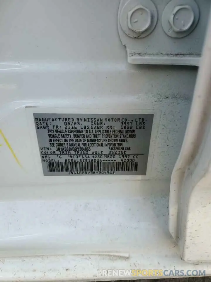 12 fotografías del automóvil dañado 3N1AB8BV3RY204965 NISSAN SENTRA 2024