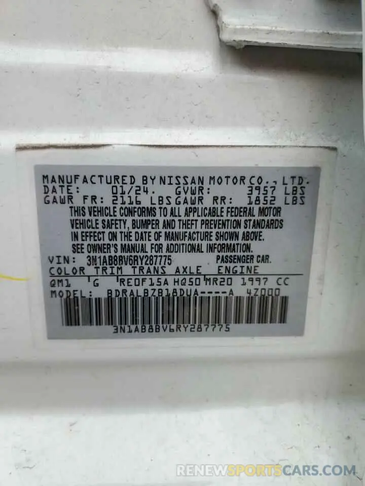 12 fotografías del automóvil dañado 3N1AB8BV6RY287775 NISSAN SENTRA 2024