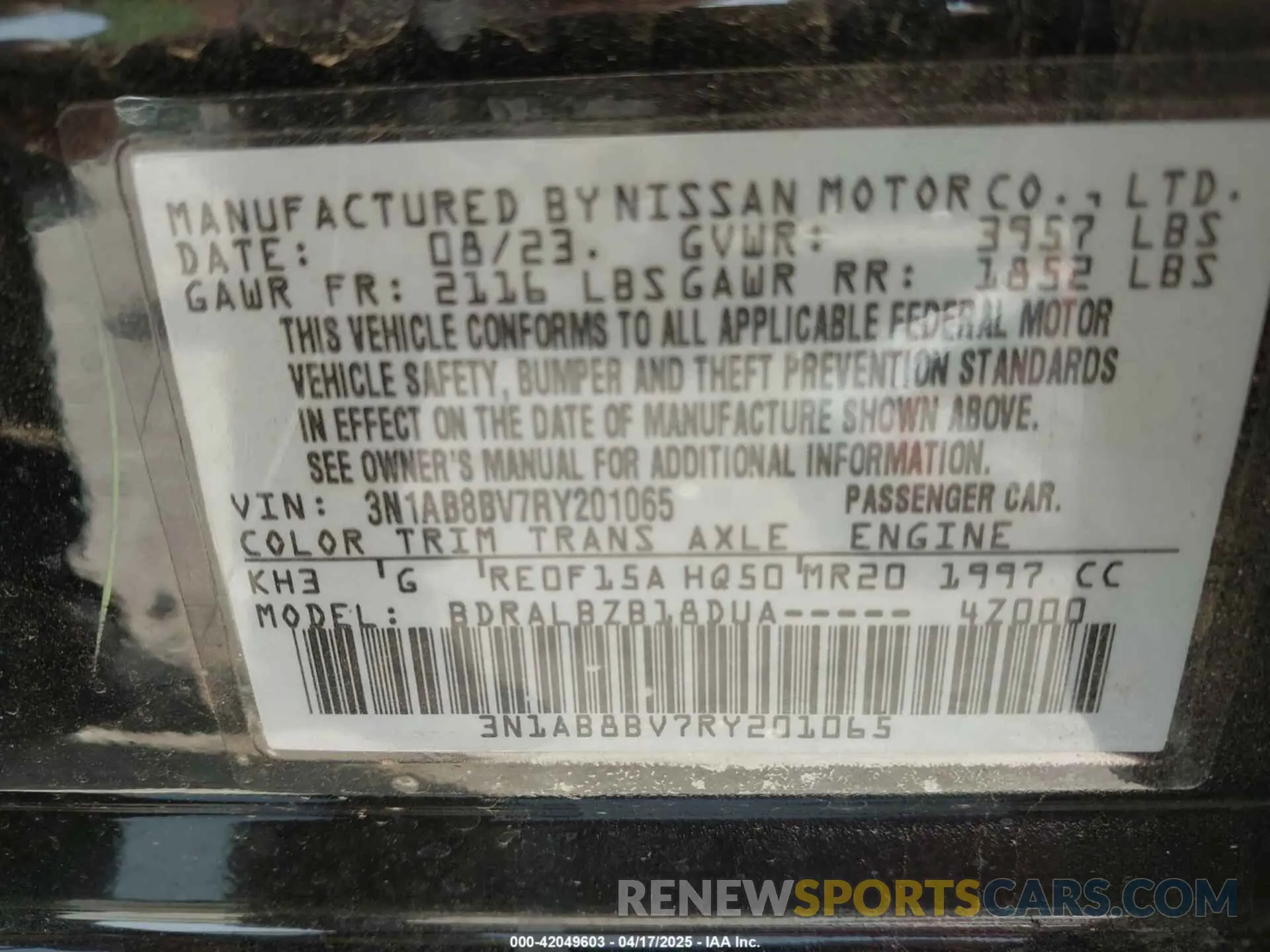 9 fotografías del automóvil dañado 3N1AB8BV7RY201065 NISSAN SENTRA 2024