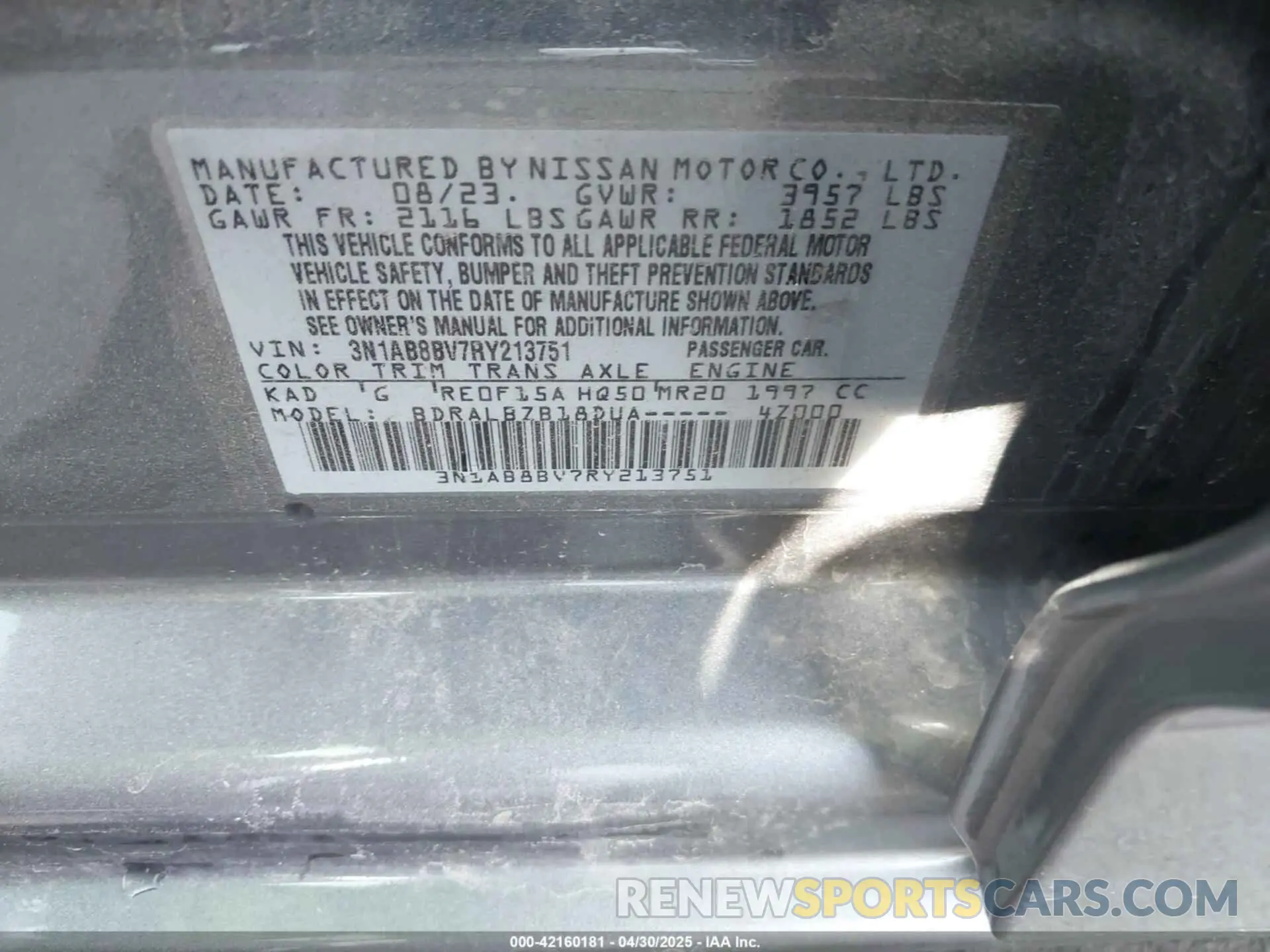 9 fotografías del automóvil dañado 3N1AB8BV7RY213751 NISSAN SENTRA 2024