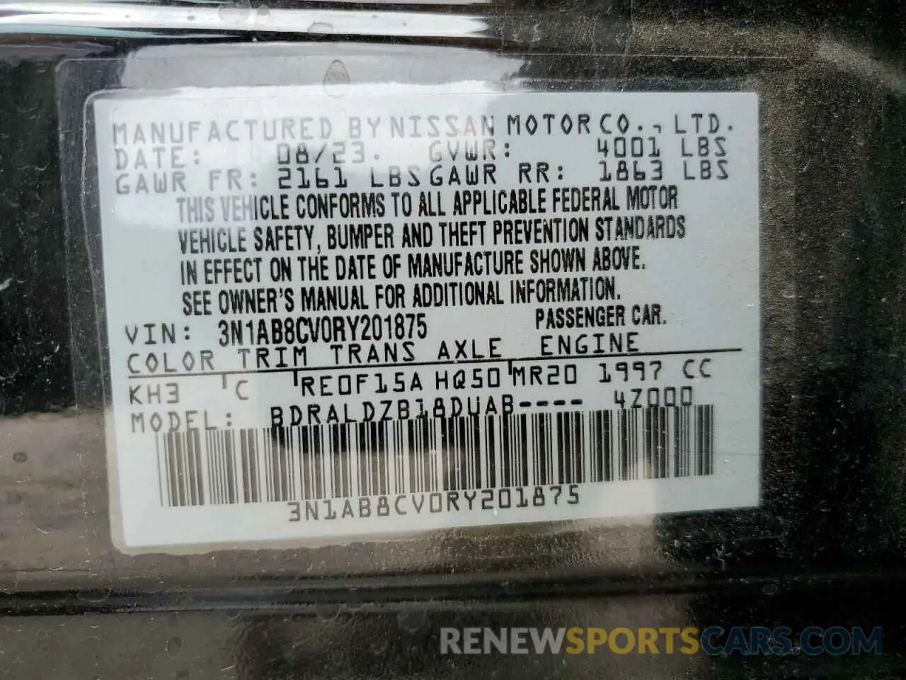 12 fotografías del automóvil dañado 3N1AB8CV0RY201875 NISSAN SENTRA 2024