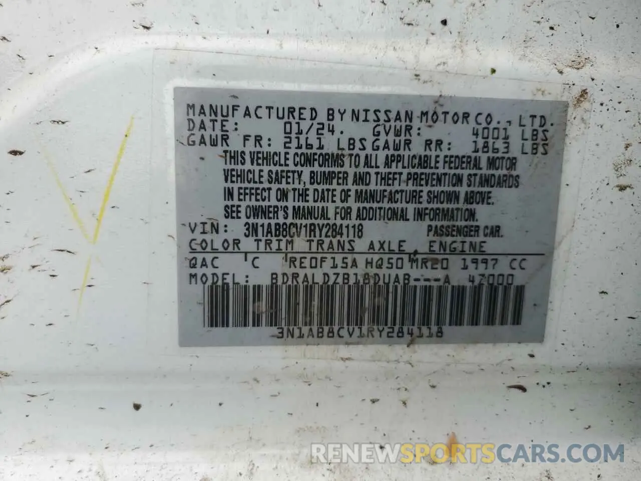 13 fotografías del automóvil dañado 3N1AB8CV1RY284118 NISSAN SENTRA 2024
