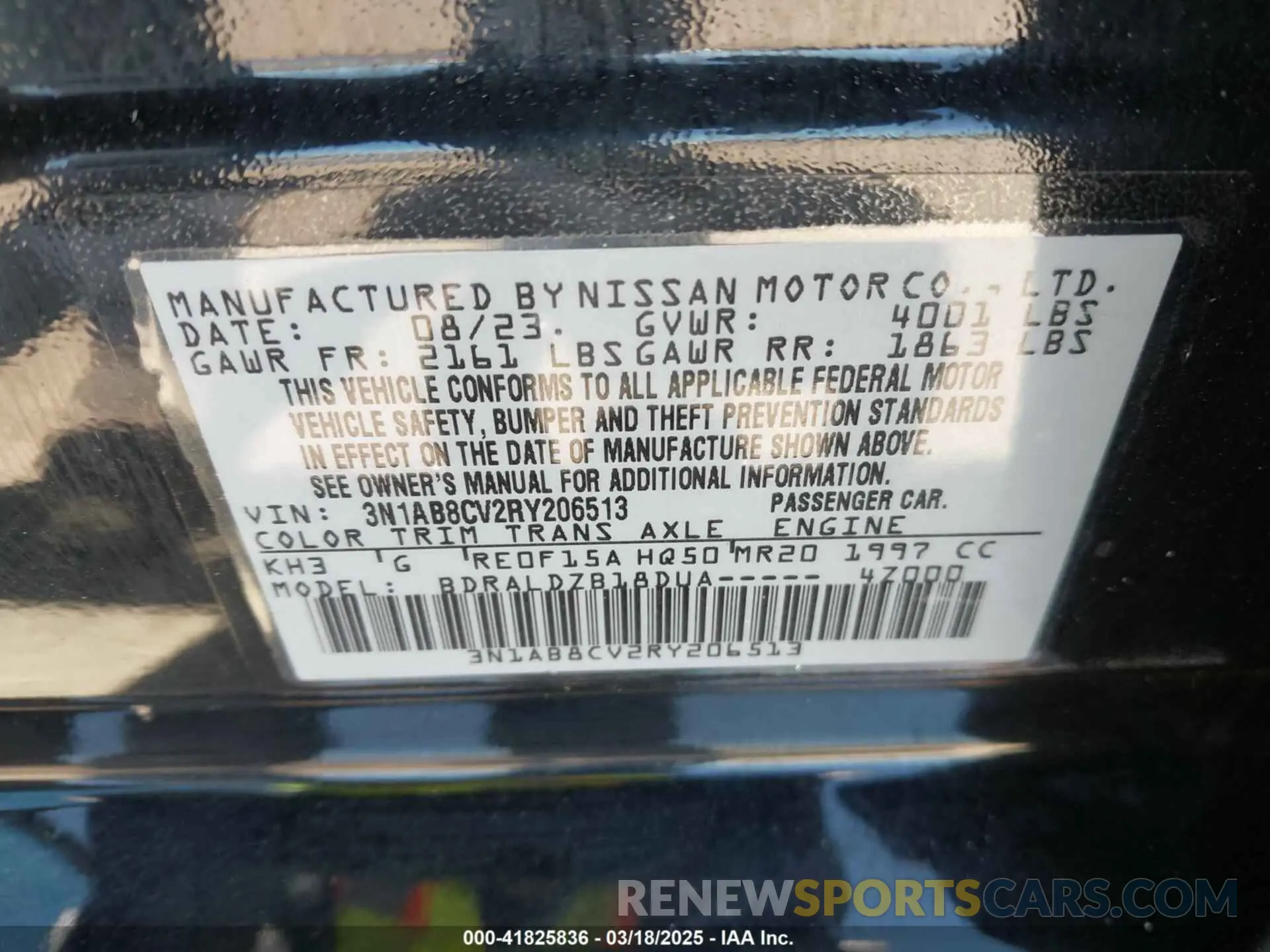 9 fotografías del automóvil dañado 3N1AB8CV2RY206513 NISSAN SENTRA 2024
