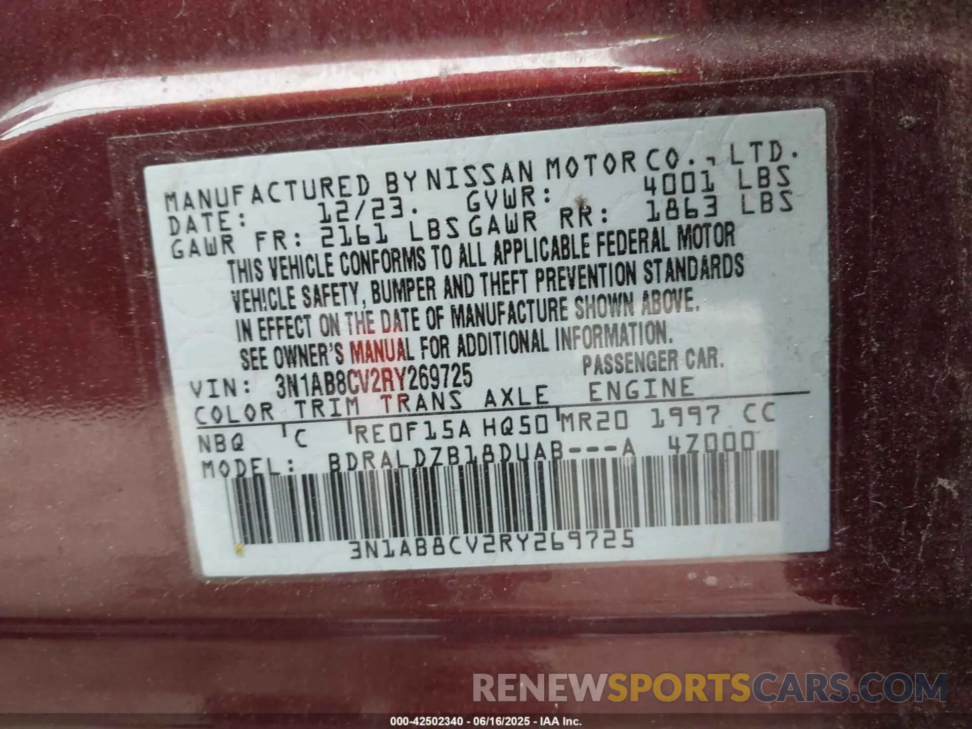 9 fotografías del automóvil dañado 3N1AB8CV2RY269725 NISSAN SENTRA 2024