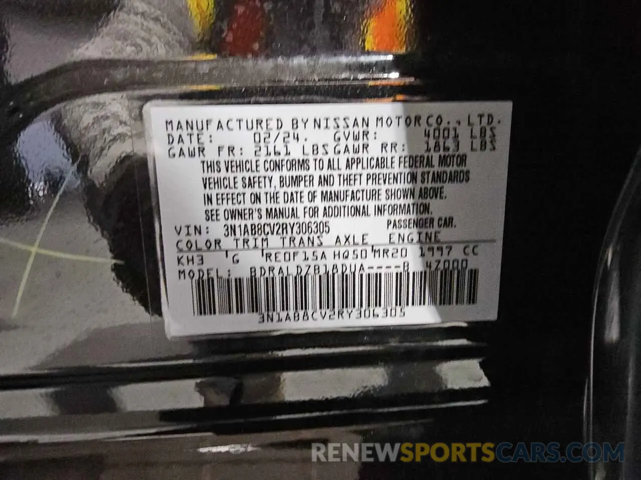 12 fotografías del automóvil dañado 3N1AB8CV2RY306305 NISSAN SENTRA 2024