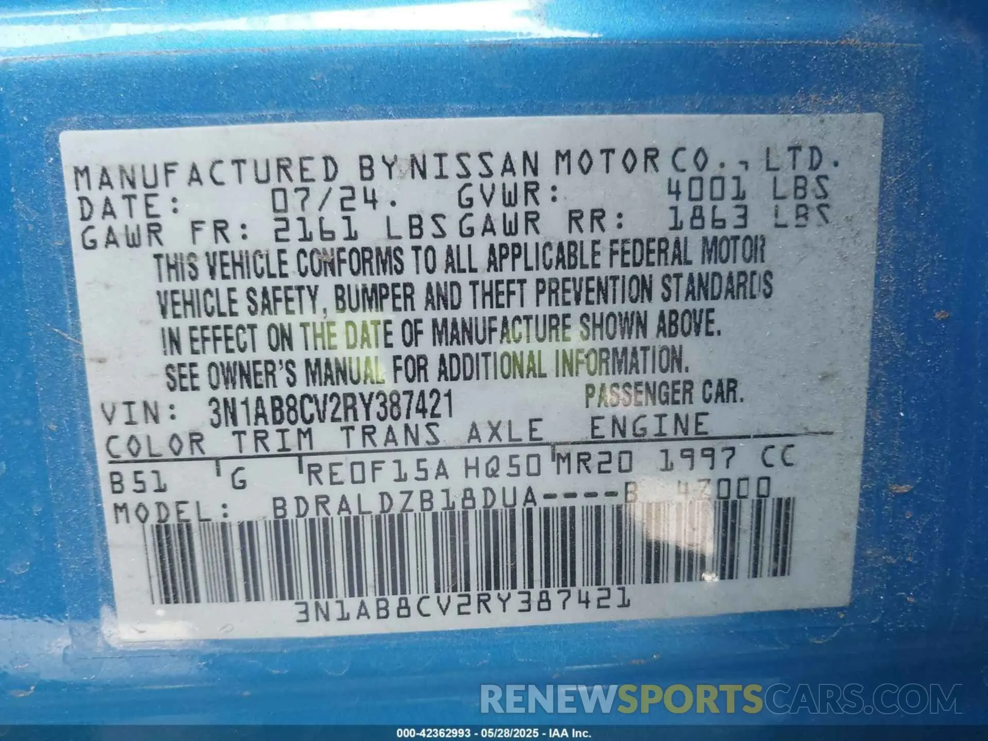 9 fotografías del automóvil dañado 3N1AB8CV2RY387421 NISSAN SENTRA 2024