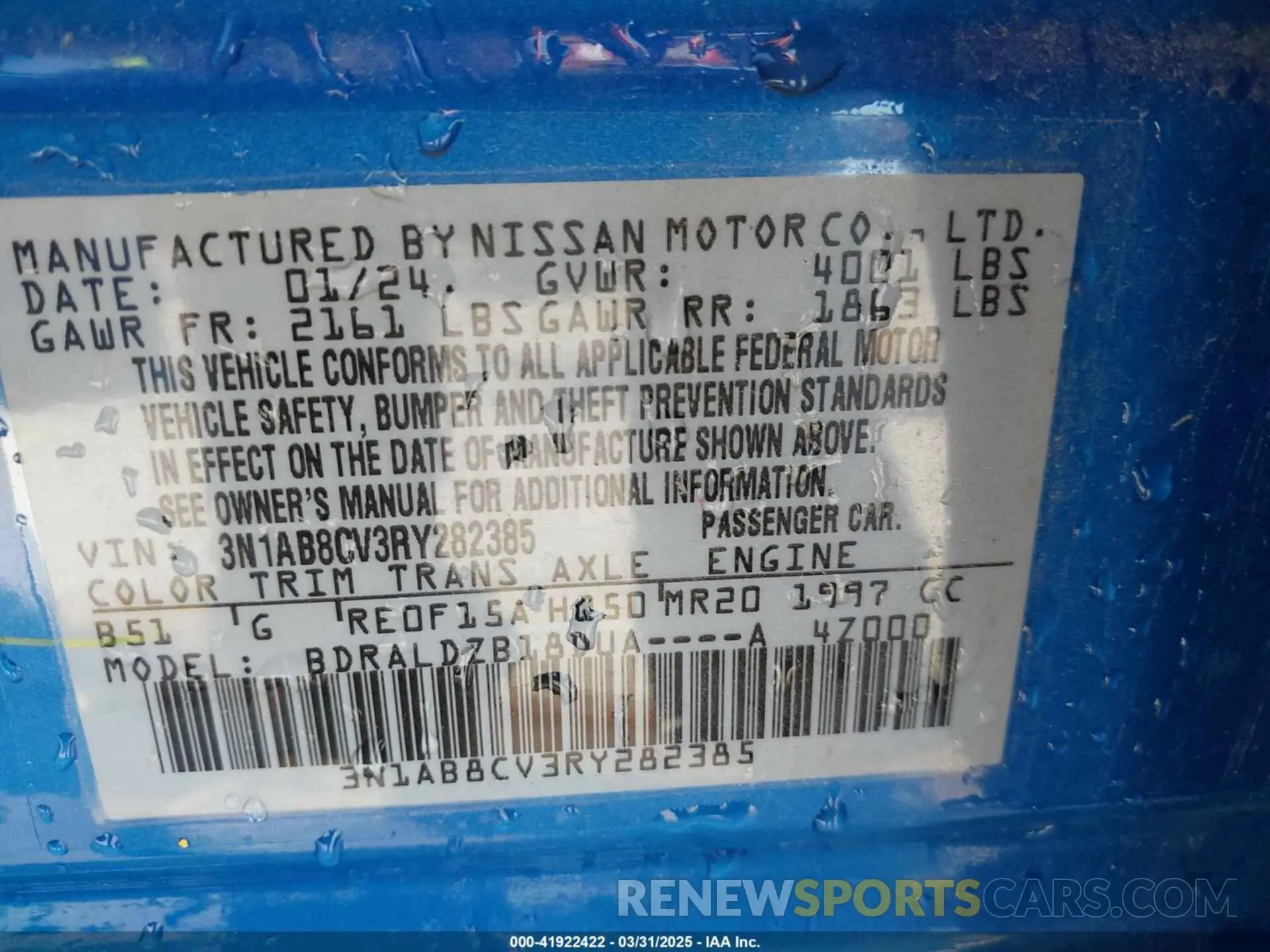 9 fotografías del automóvil dañado 3N1AB8CV3RY282385 NISSAN SENTRA 2024