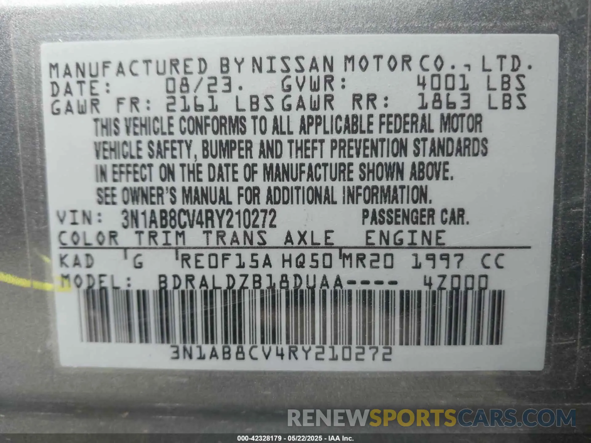 9 fotografías del automóvil dañado 3N1AB8CV4RY210272 NISSAN SENTRA 2024