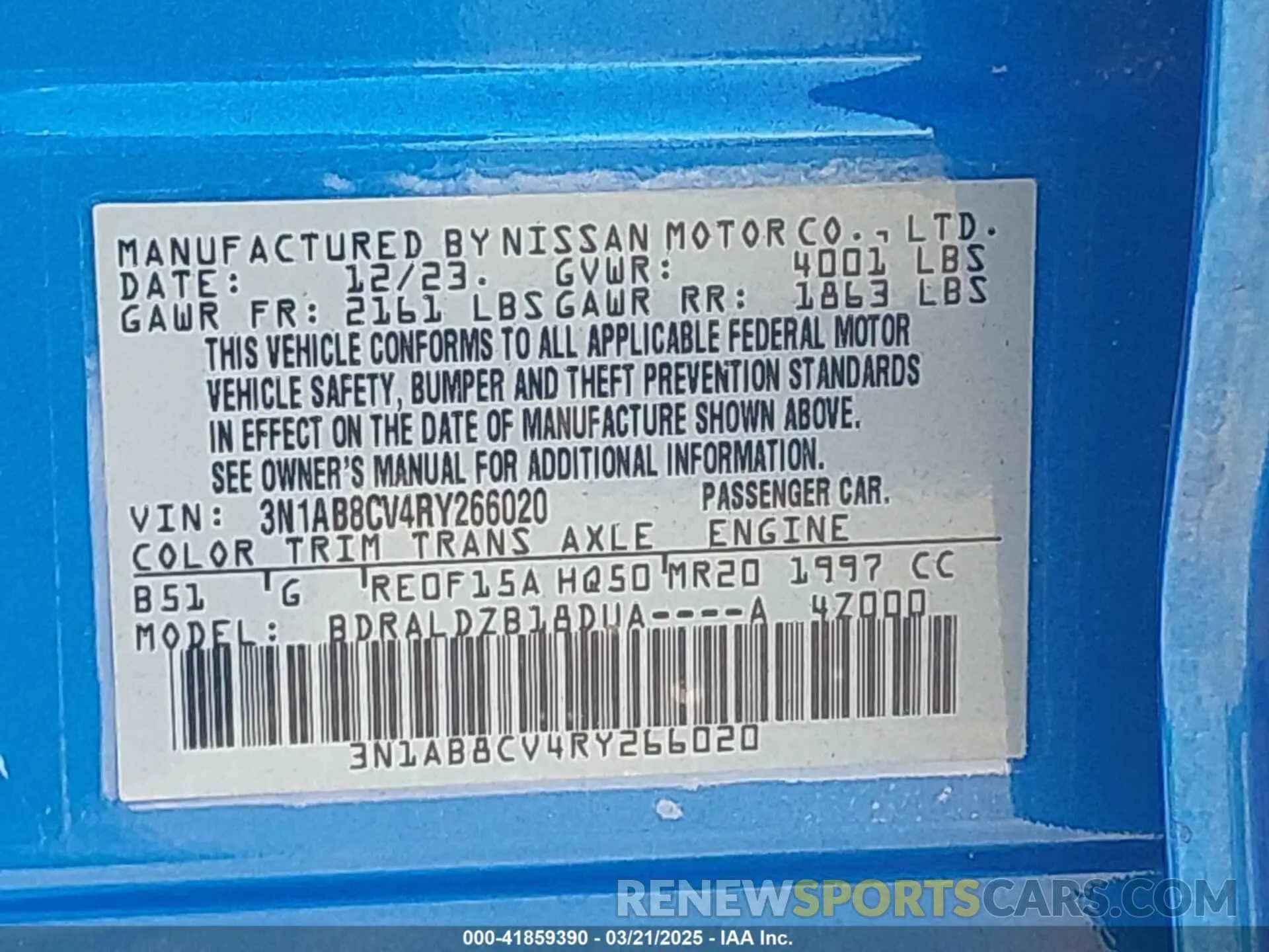 9 fotografías del automóvil dañado 3N1AB8CV4RY266020 NISSAN SENTRA 2024