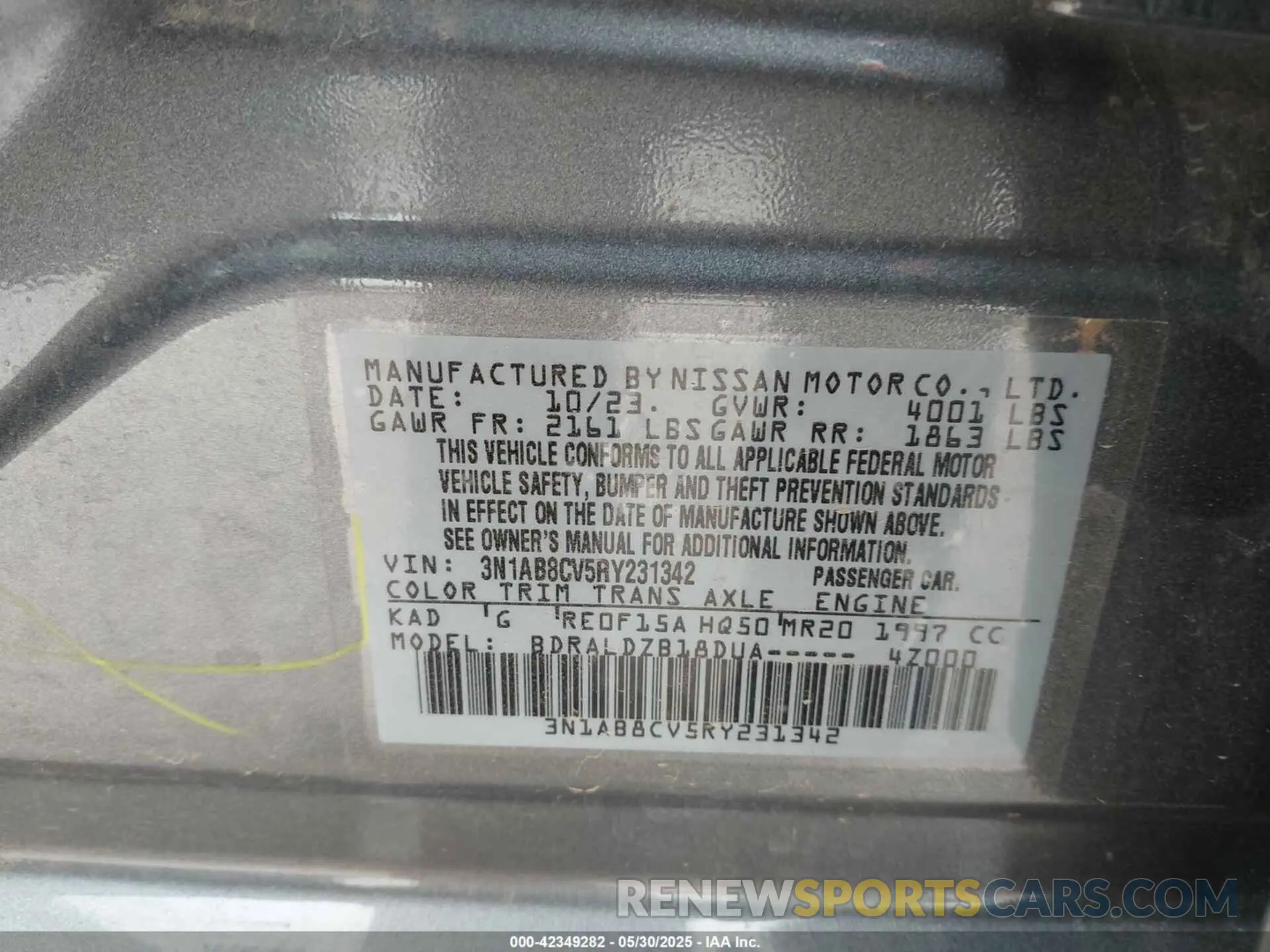 9 fotografías del automóvil dañado 3N1AB8CV5RY231342 NISSAN SENTRA 2024