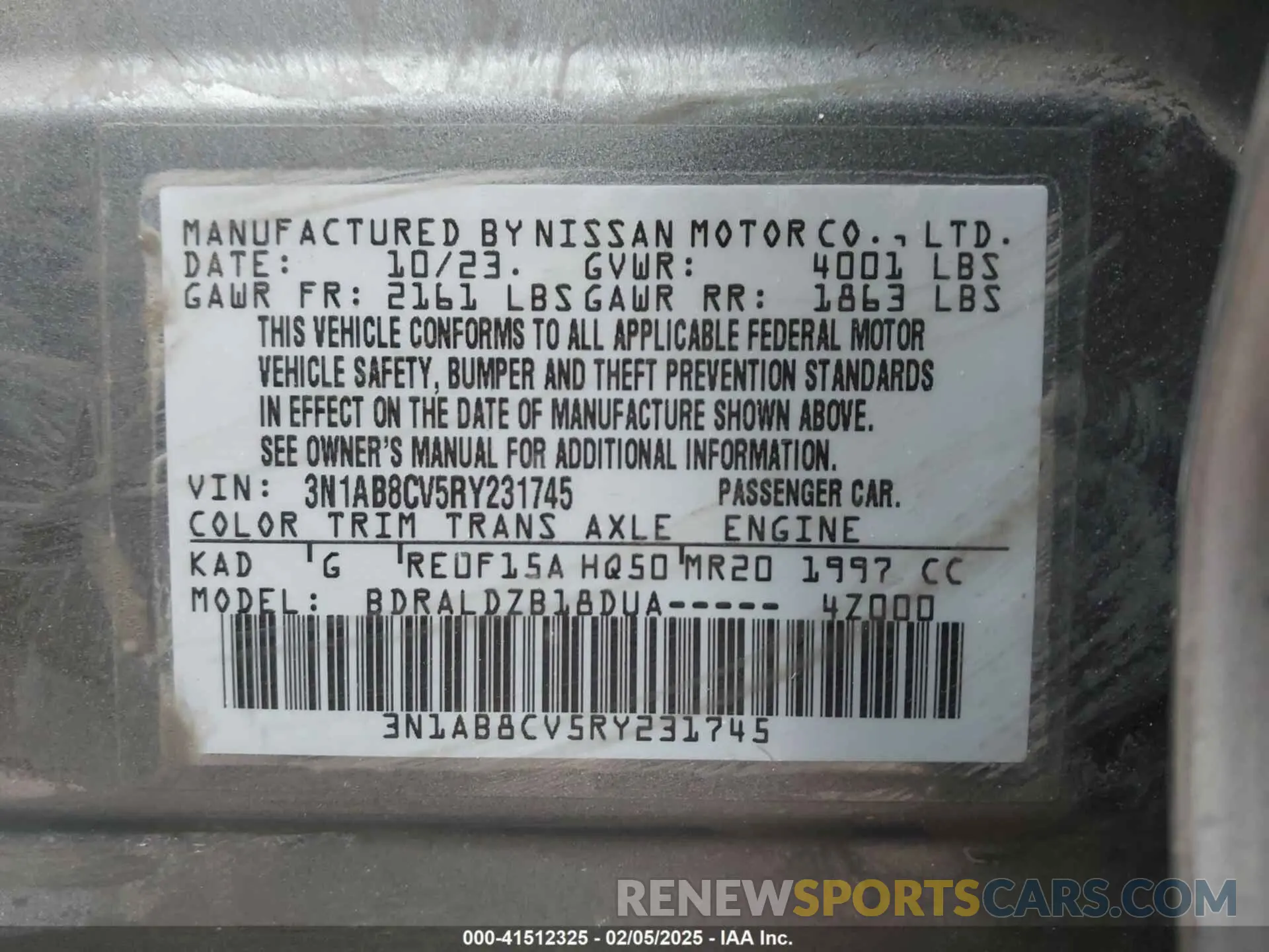 9 fotografías del automóvil dañado 3N1AB8CV5RY231745 NISSAN SENTRA 2024