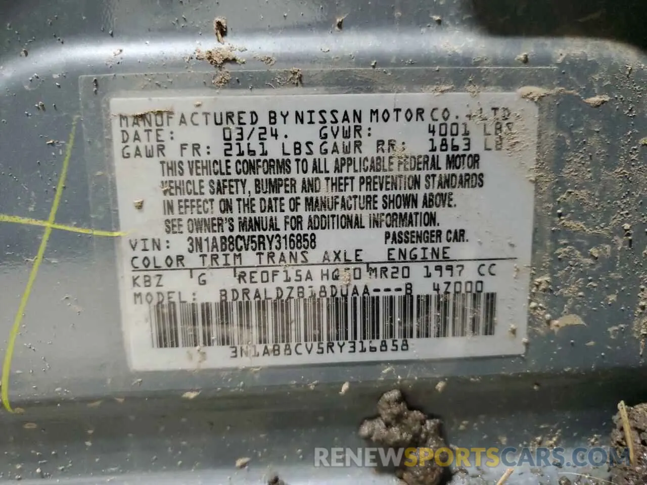 12 fotografías del automóvil dañado 3N1AB8CV5RY316858 NISSAN SENTRA 2024
