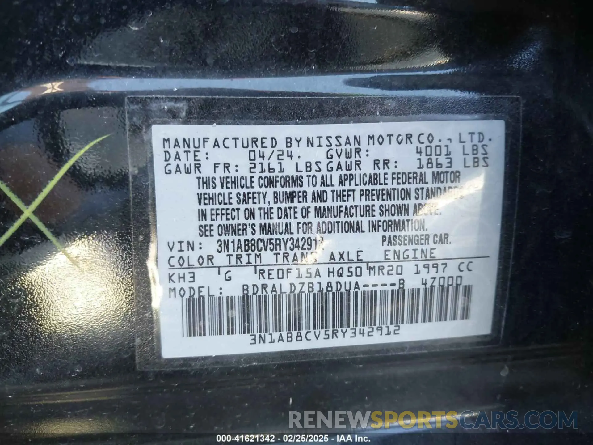 9 fotografías del automóvil dañado 3N1AB8CV5RY342912 NISSAN SENTRA 2024