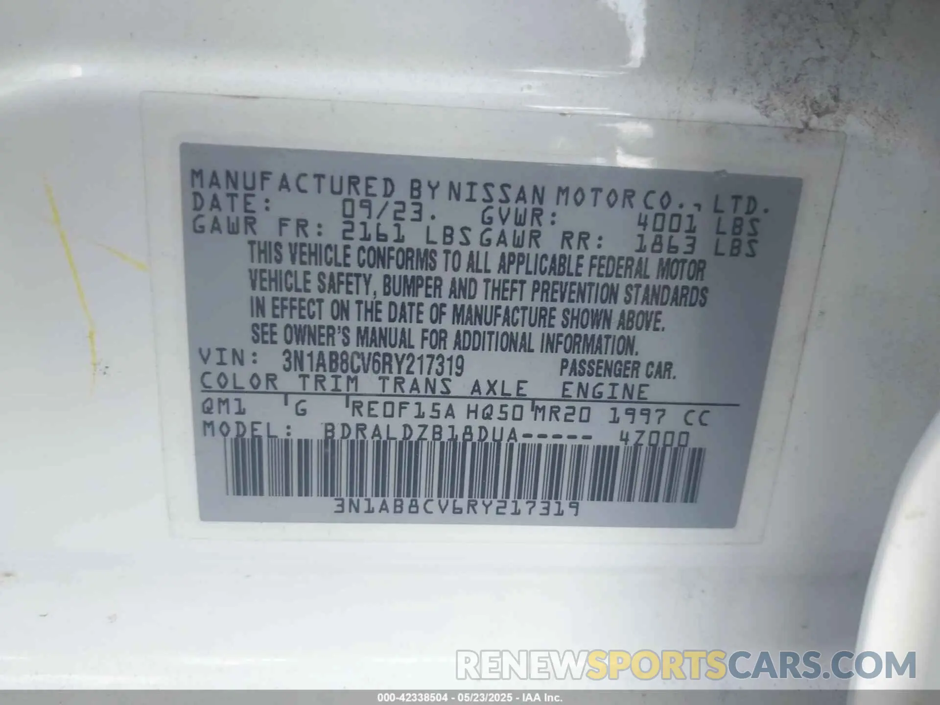 9 fotografías del automóvil dañado 3N1AB8CV6RY217319 NISSAN SENTRA 2024