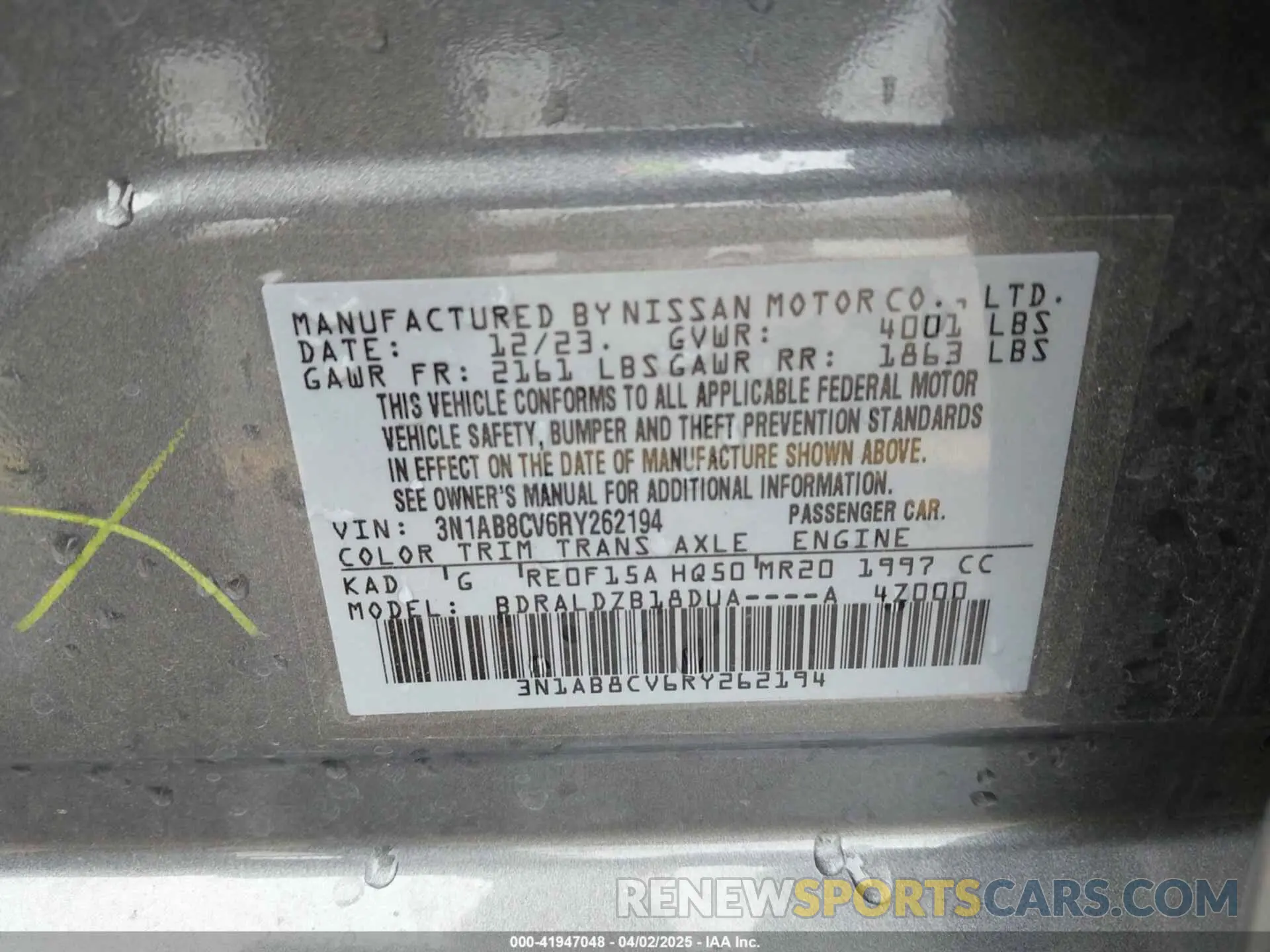 9 fotografías del automóvil dañado 3N1AB8CV6RY262194 NISSAN SENTRA 2024