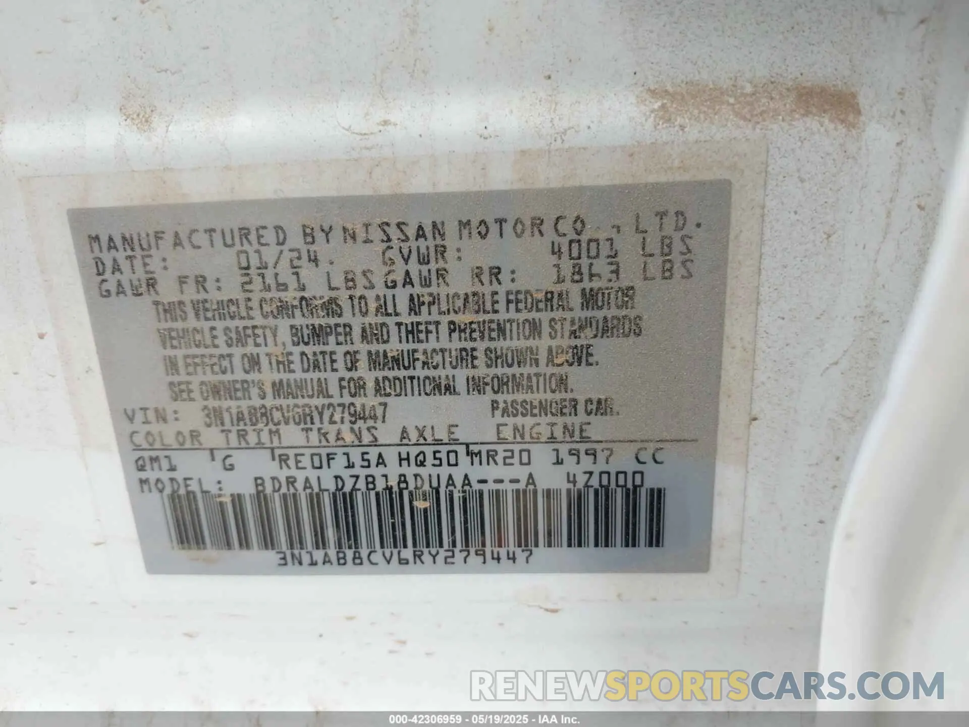 9 fotografías del automóvil dañado 3N1AB8CV6RY279447 NISSAN SENTRA 2024