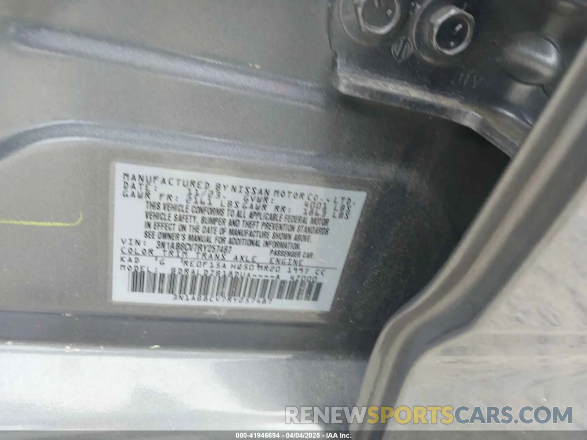 9 fotografías del automóvil dañado 3N1AB8CV7RY257487 NISSAN SENTRA 2024