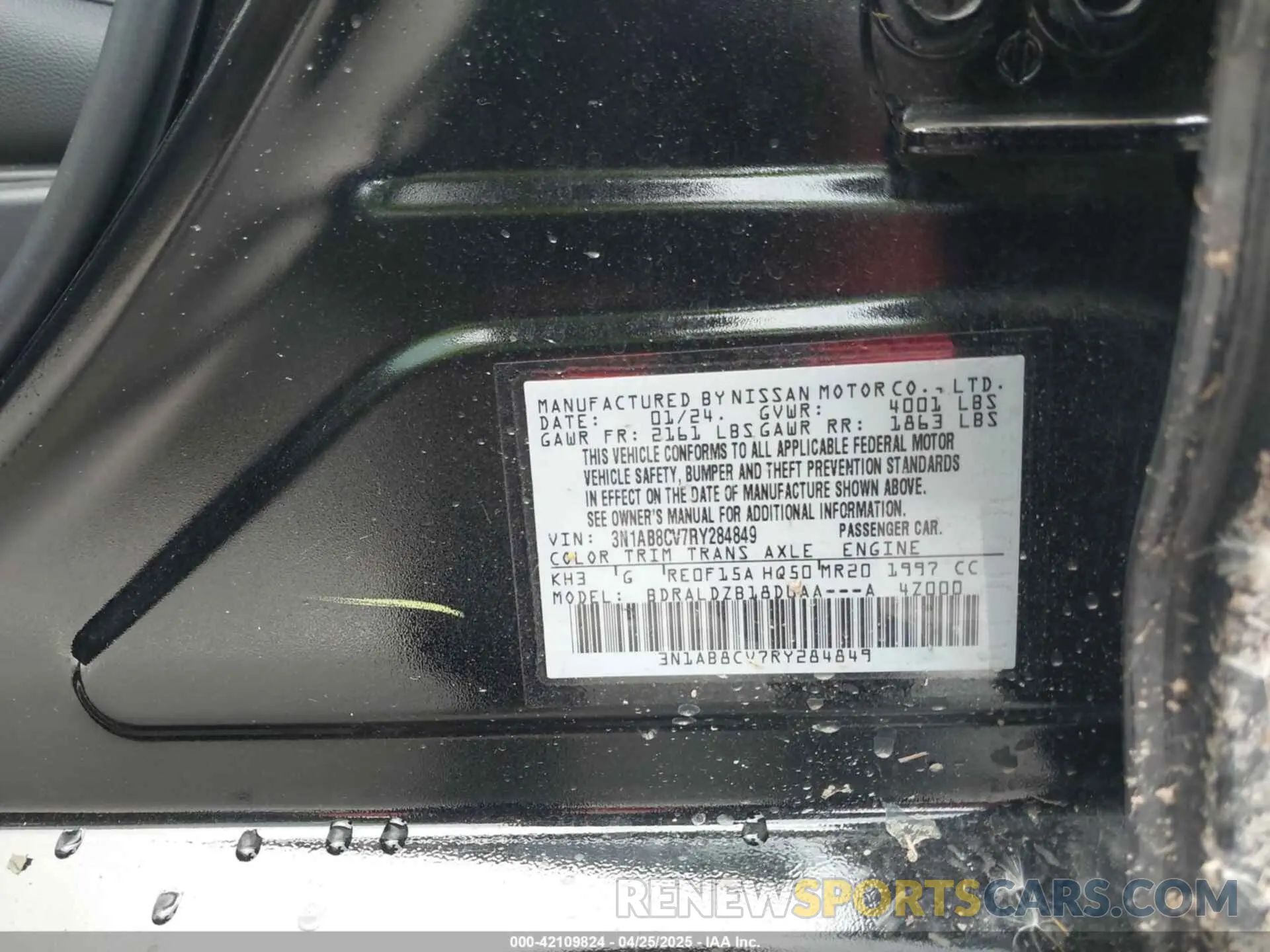 9 fotografías del automóvil dañado 3N1AB8CV7RY284849 NISSAN SENTRA 2024