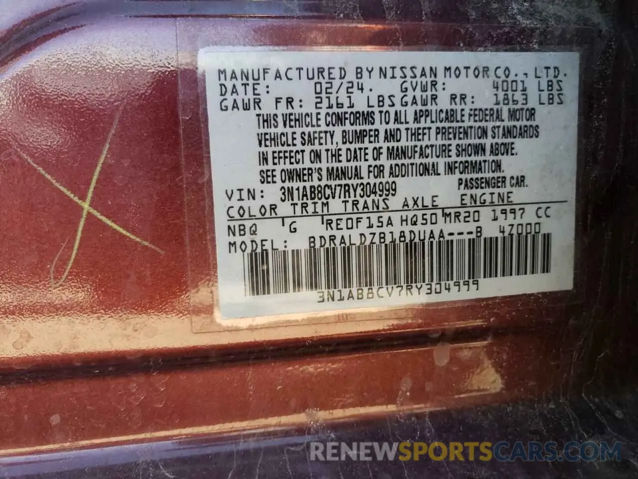 12 fotografías del automóvil dañado 3N1AB8CV7RY304999 NISSAN SENTRA 2024