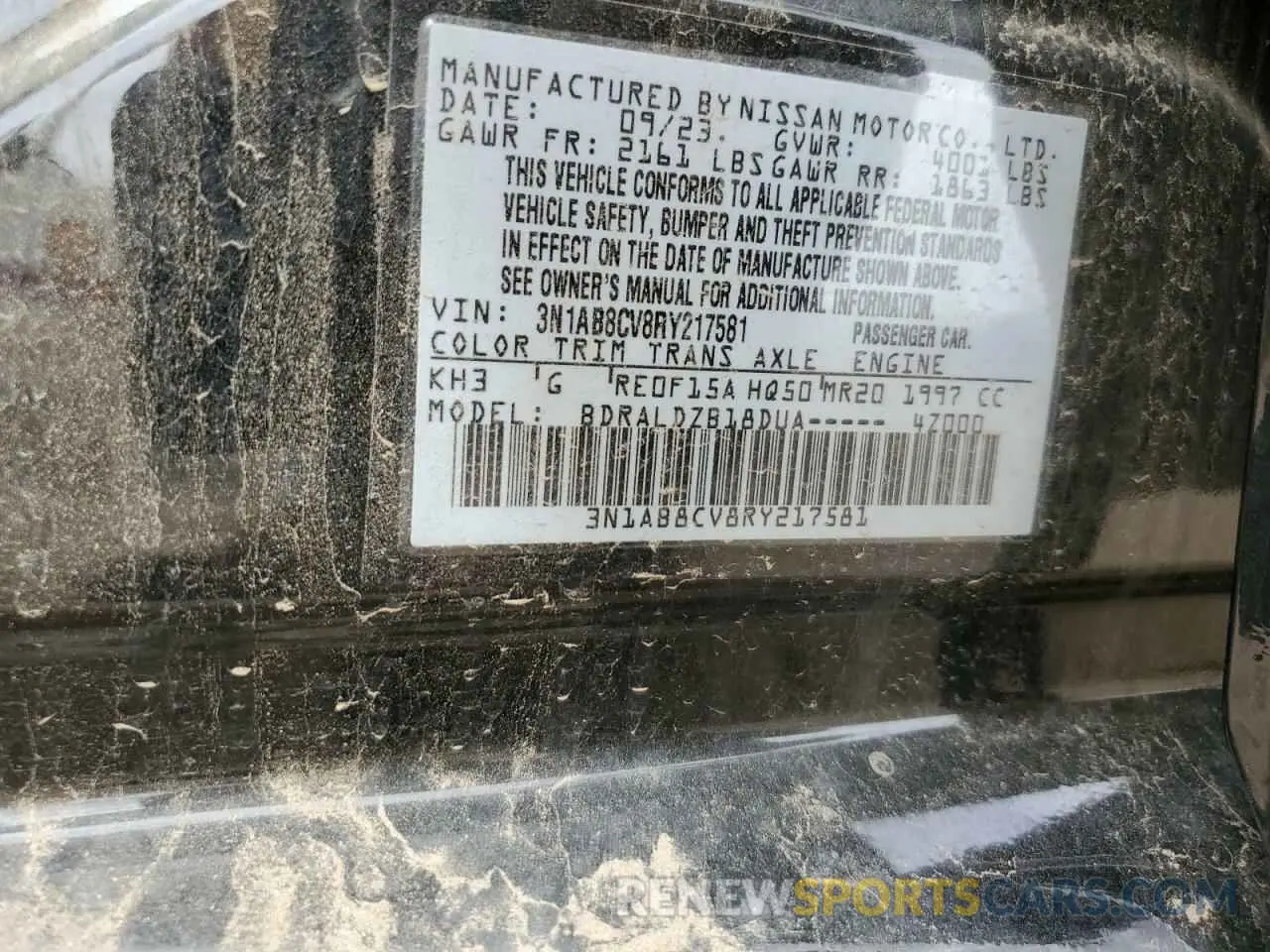 12 fotografías del automóvil dañado 3N1AB8CV8RY217581 NISSAN SENTRA 2024