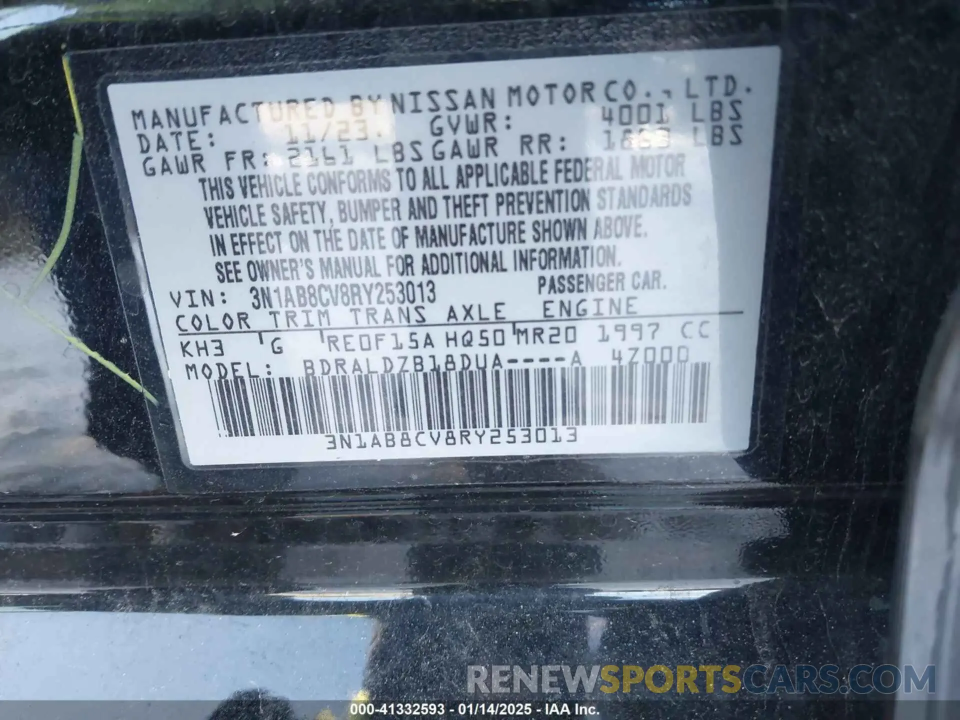 9 fotografías del automóvil dañado 3N1AB8CV8RY253013 NISSAN SENTRA 2024
