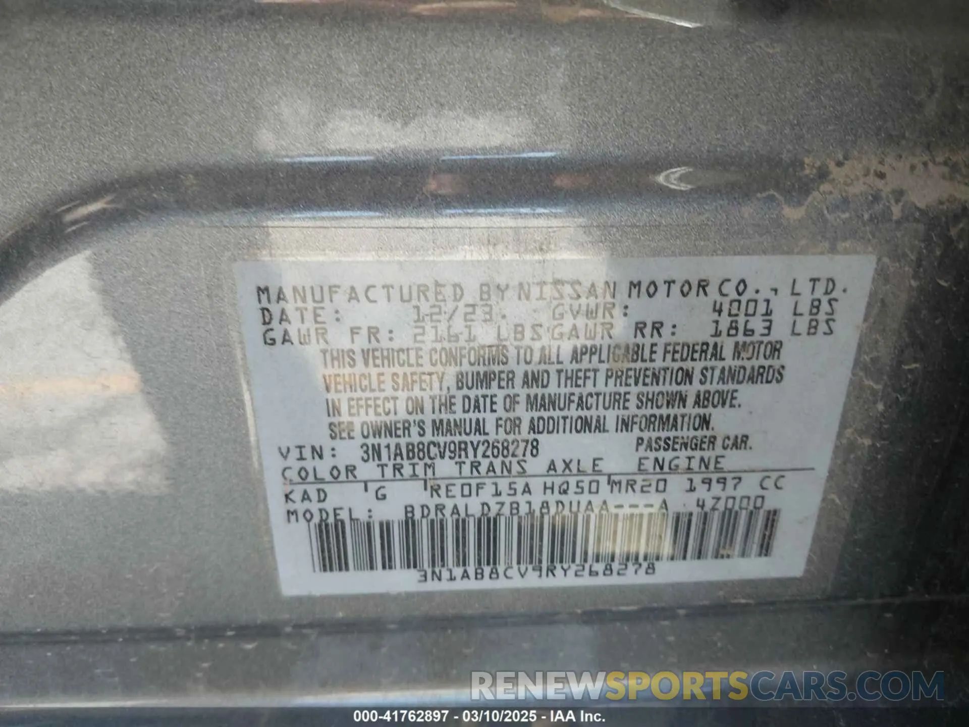 9 fotografías del automóvil dañado 3N1AB8CV9RY268278 NISSAN SENTRA 2024
