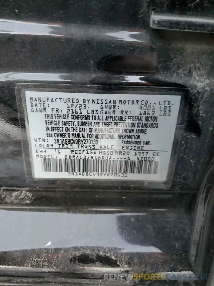 12 fotografías del automóvil dañado 3N1AB8CV9RY270130 NISSAN SENTRA 2024