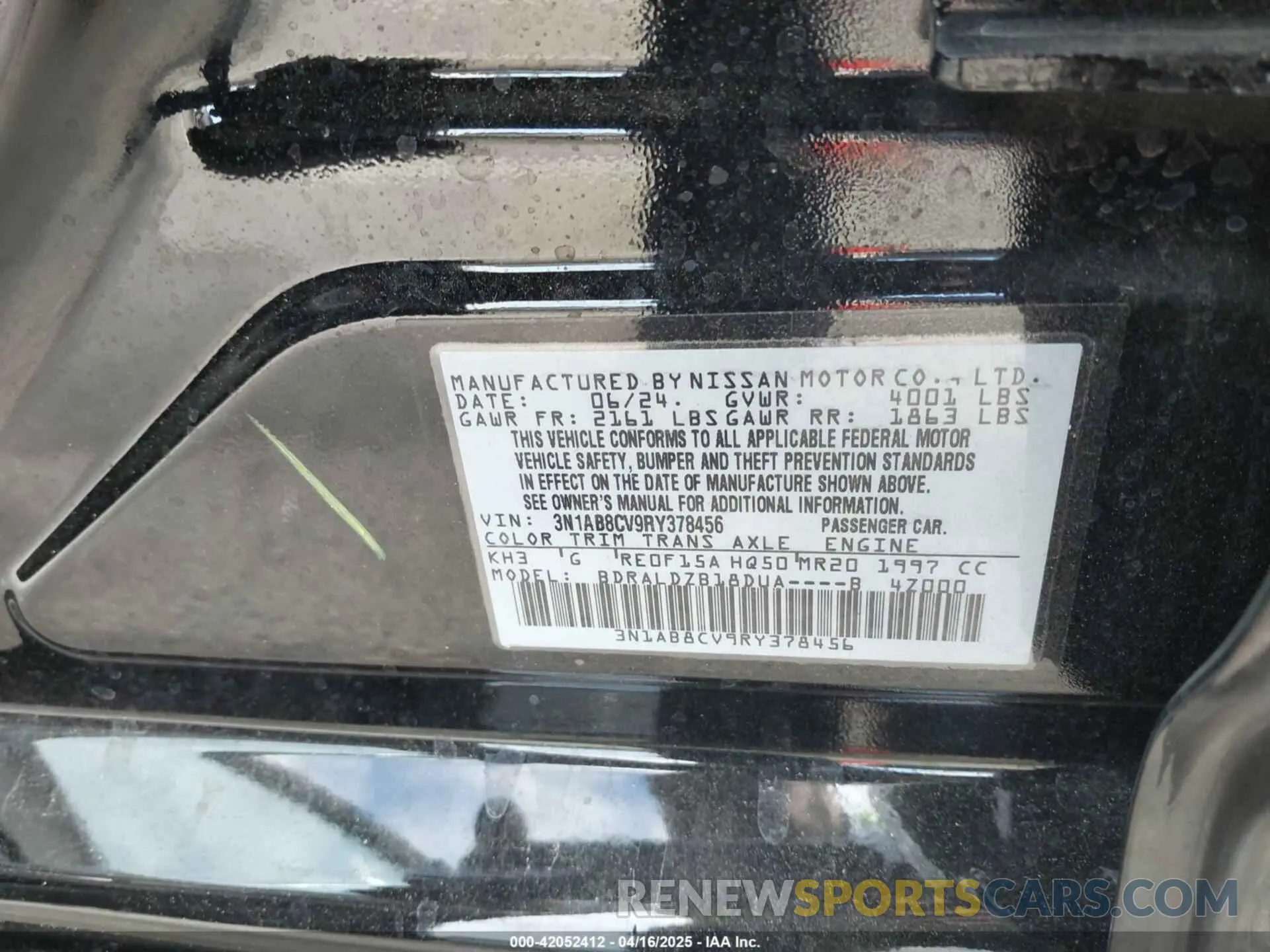 9 fotografías del automóvil dañado 3N1AB8CV9RY378456 NISSAN SENTRA 2024
