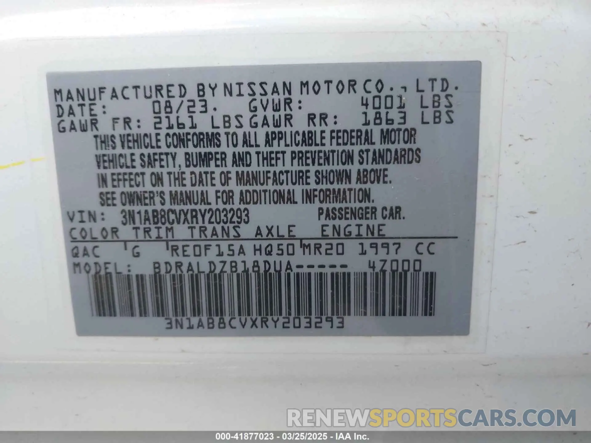 9 fotografías del automóvil dañado 3N1AB8CVXRY203293 NISSAN SENTRA 2024