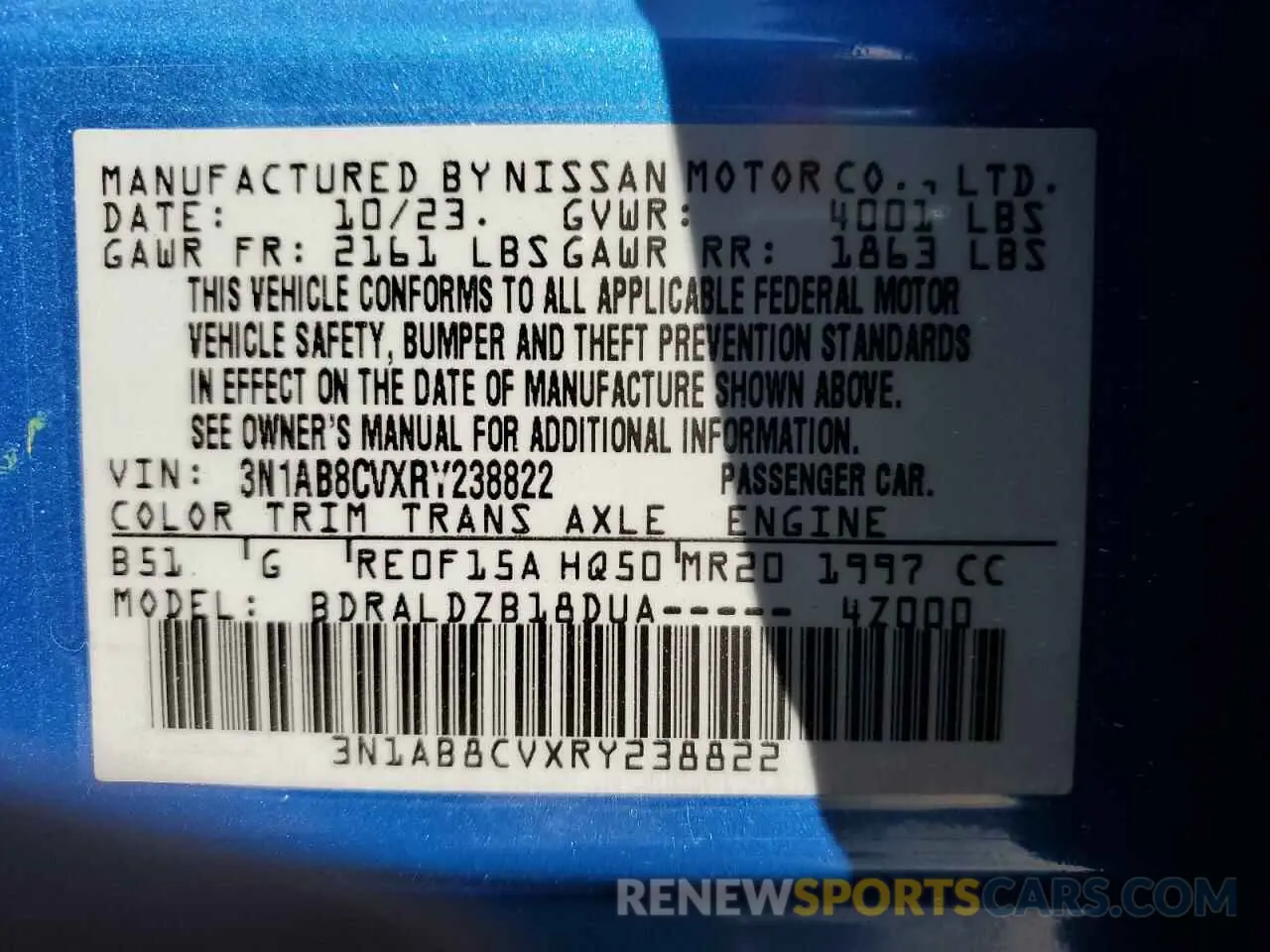 12 fotografías del automóvil dañado 3N1AB8CVXRY238822 NISSAN SENTRA 2024
