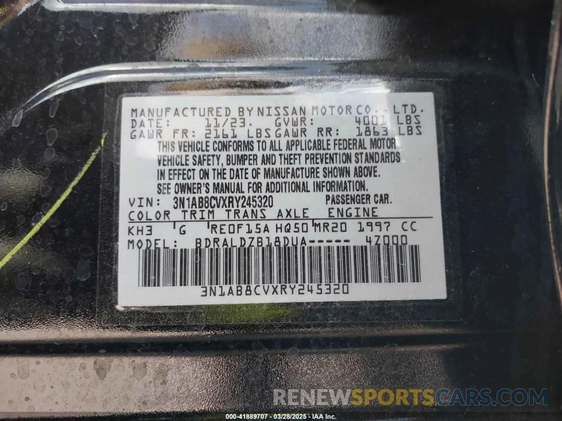9 fotografías del automóvil dañado 3N1AB8CVXRY245320 NISSAN SENTRA 2024