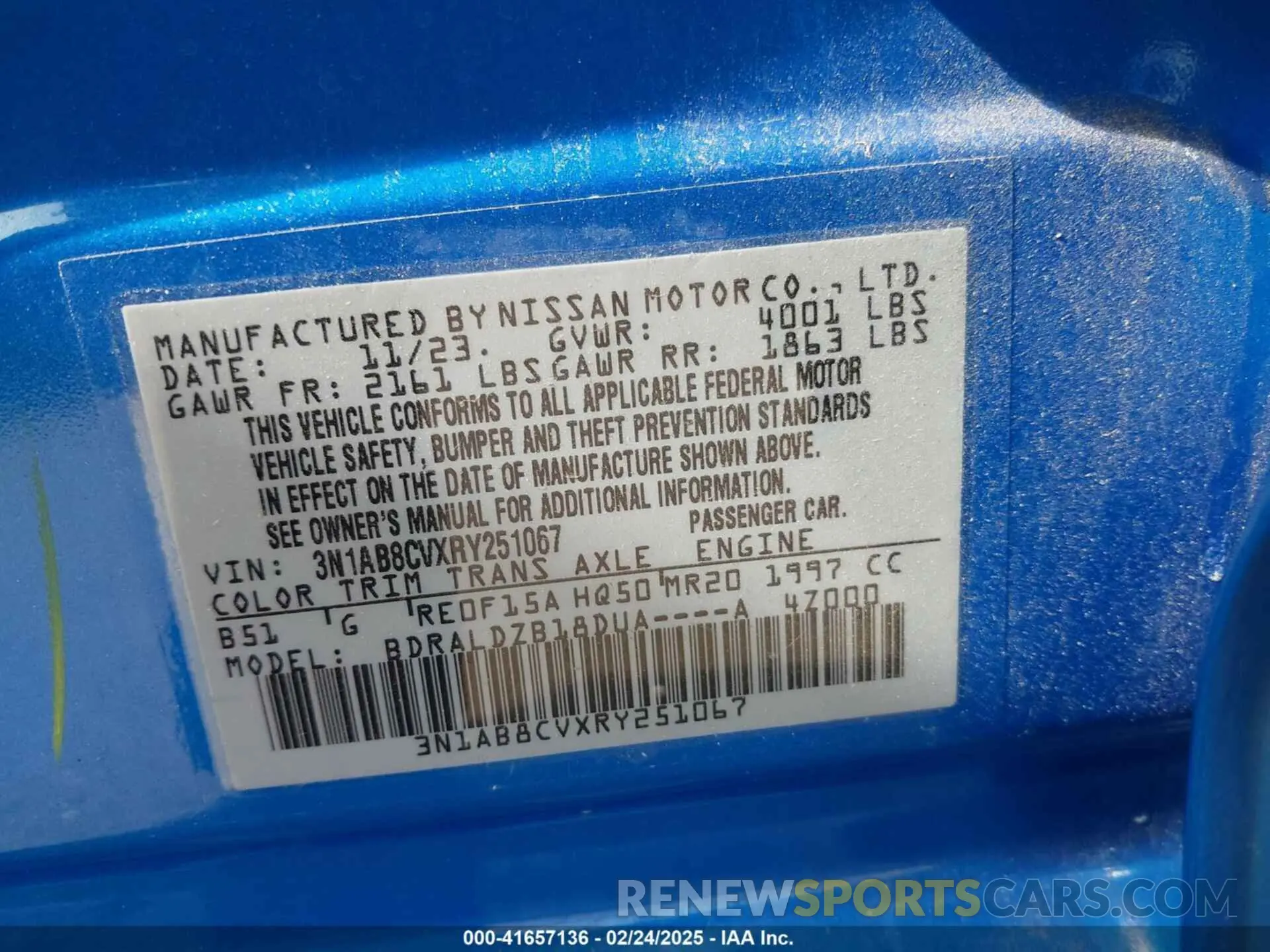9 fotografías del automóvil dañado 3N1AB8CVXRY251067 NISSAN SENTRA 2024