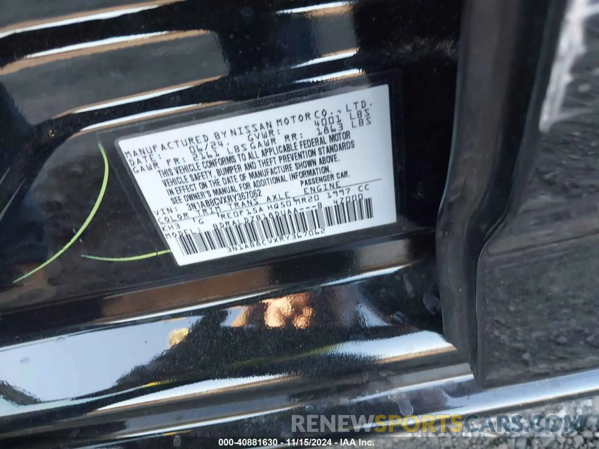 9 fotografías del automóvil dañado 3N1AB8CVXRY367062 NISSAN SENTRA 2024