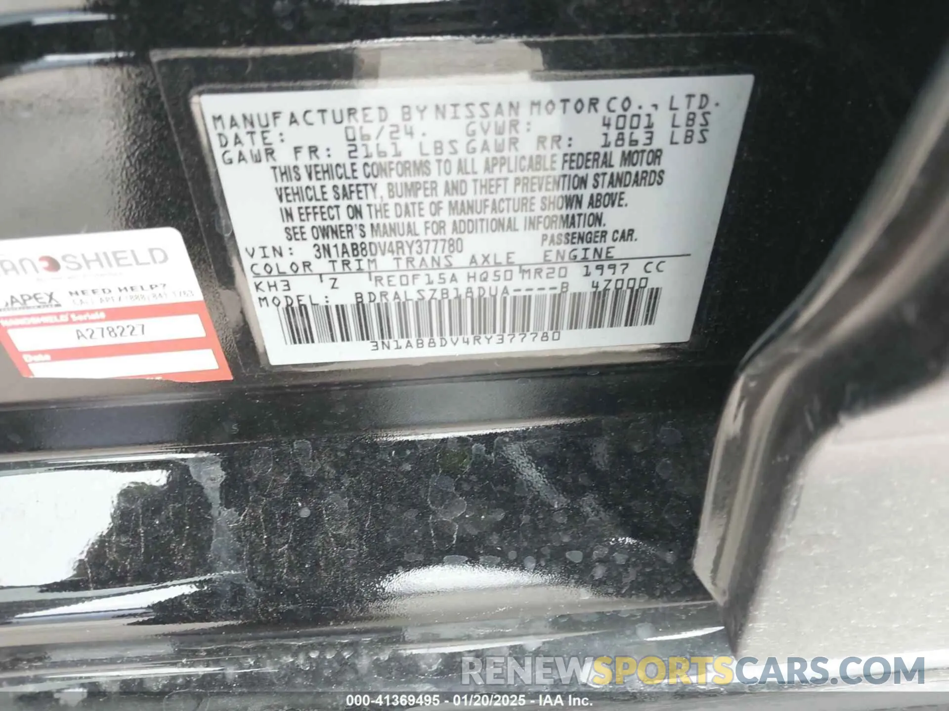 9 fotografías del automóvil dañado 3N1AB8DV4RY377780 NISSAN SENTRA 2024
