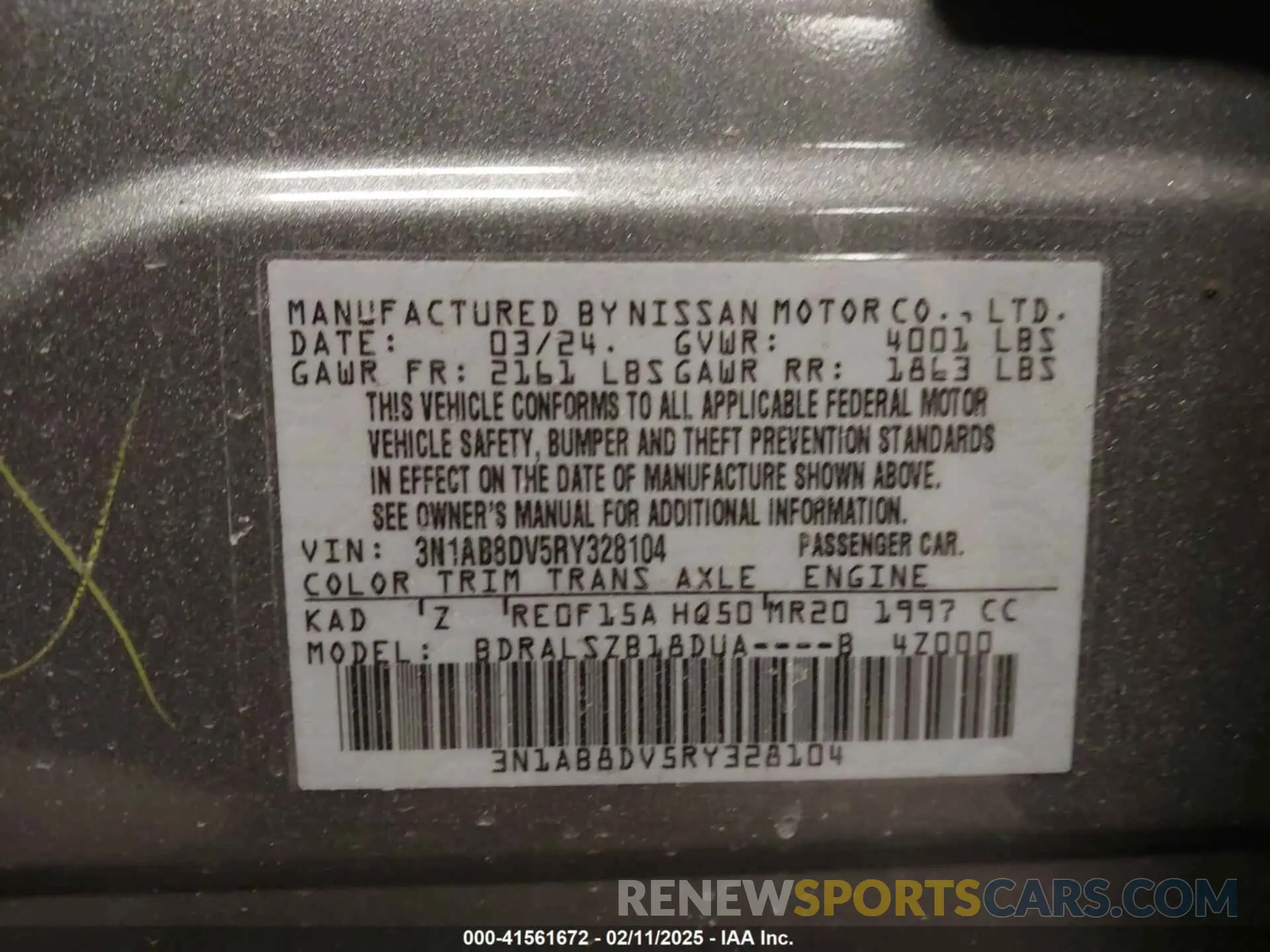 9 fotografías del automóvil dañado 3N1AB8DV5RY328104 NISSAN SENTRA 2024
