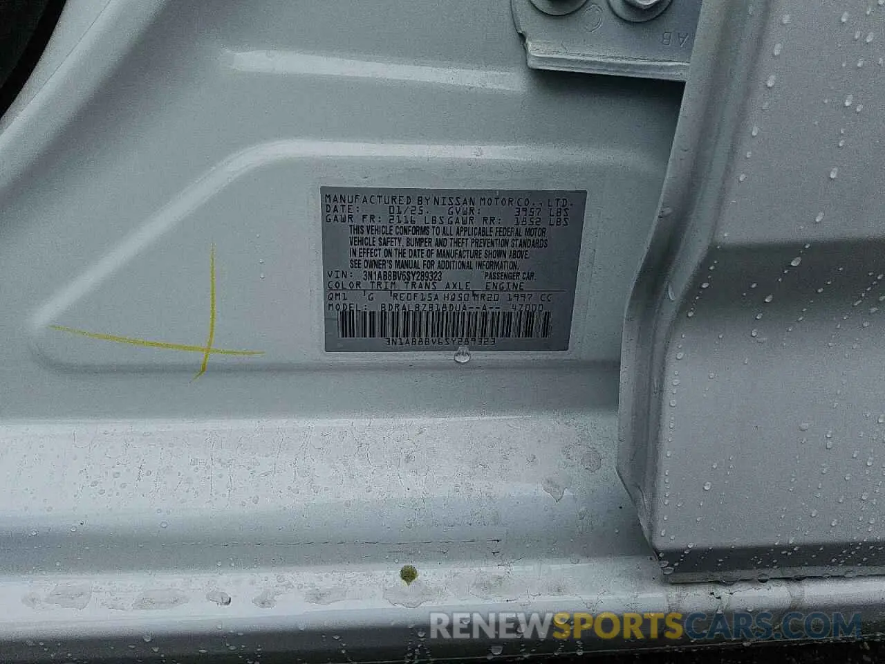12 fotografías del automóvil dañado 3N1AB8BV6SY289323 NISSAN SENTRA 2025