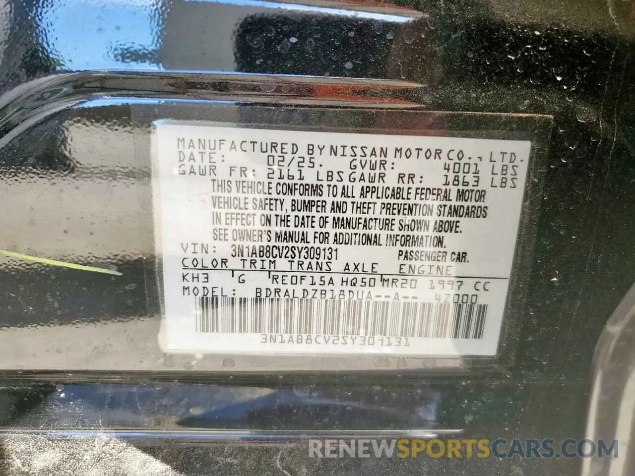 12 fotografías del automóvil dañado 3N1AB8CV2SY309131 NISSAN SENTRA 2025