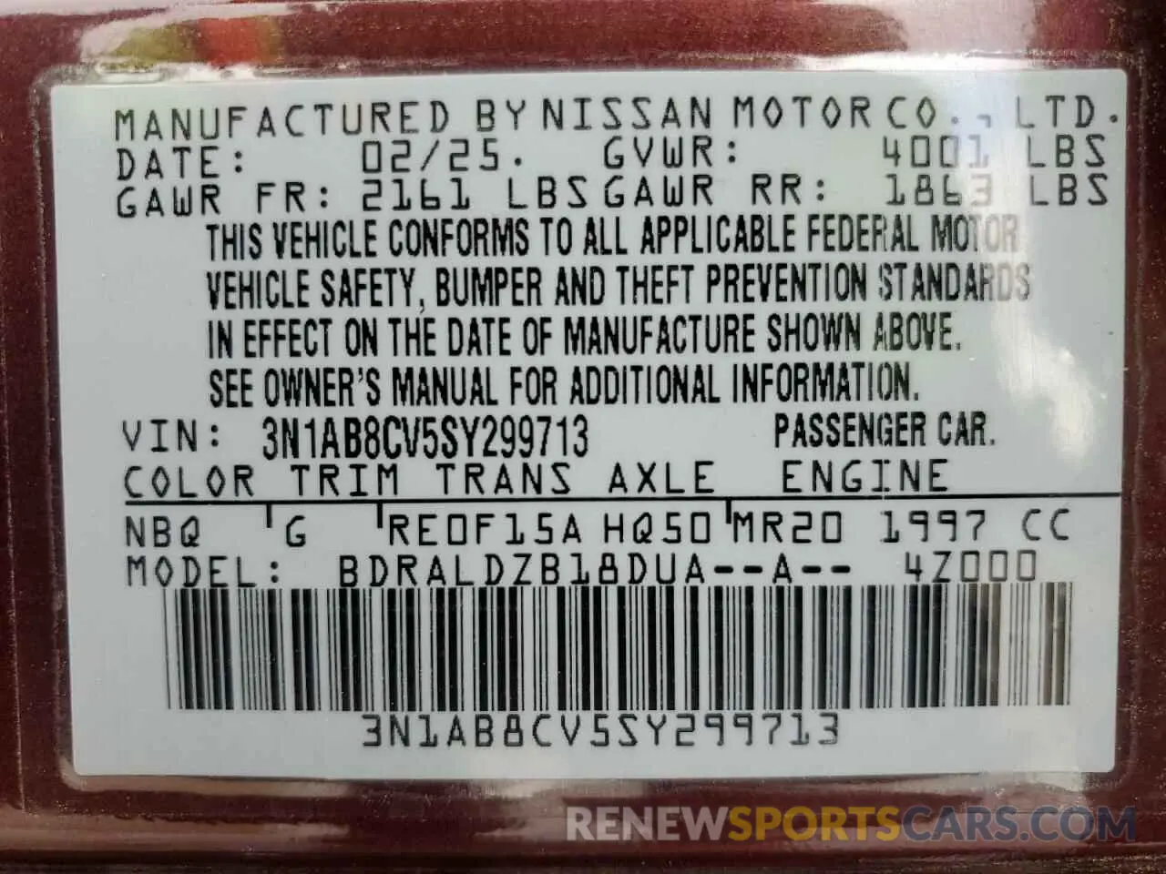 12 fotografías del automóvil dañado 3N1AB8CV5SY299713 NISSAN SENTRA 2025