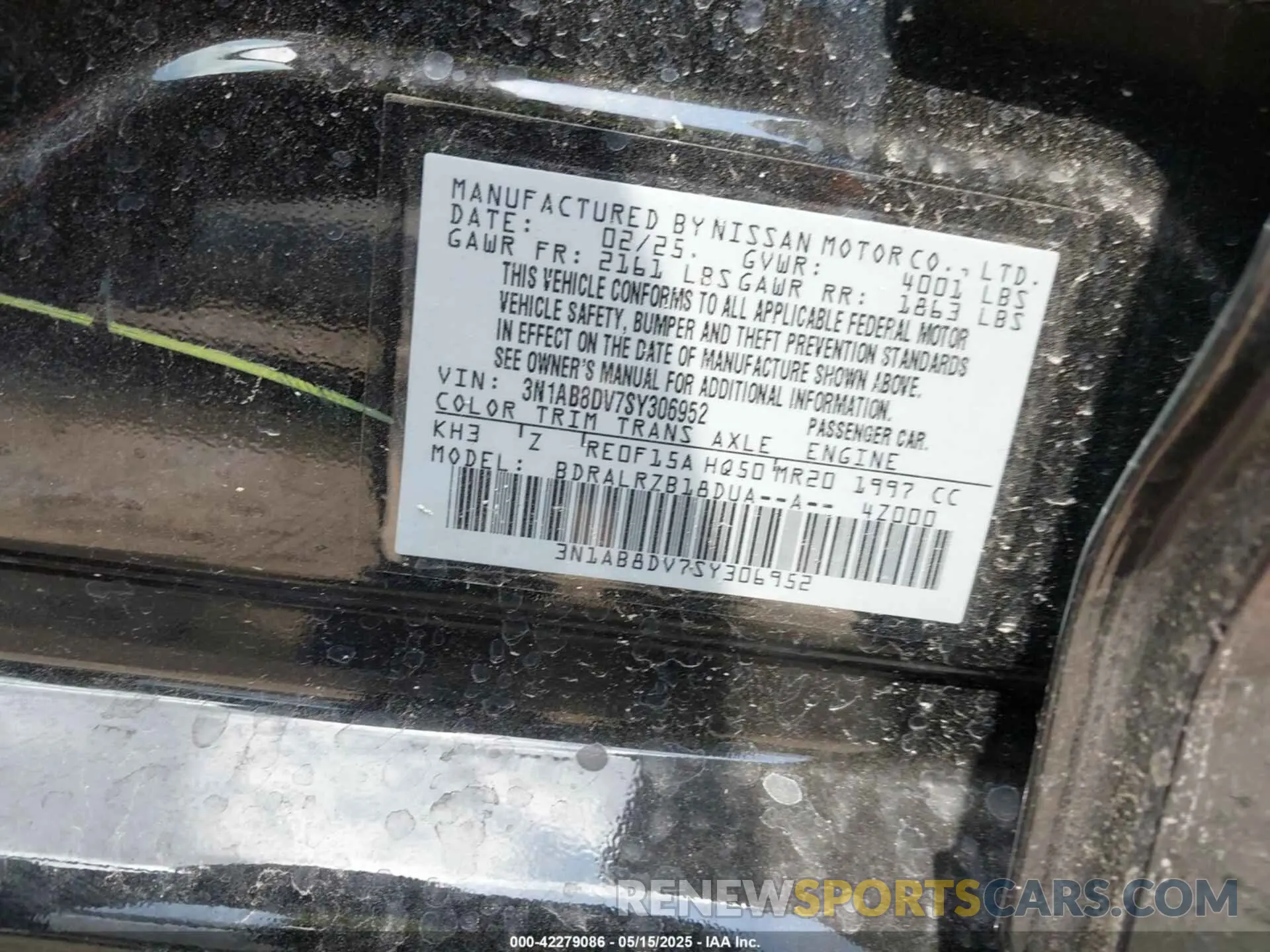 9 fotografías del automóvil dañado 3N1AB8DV7SY306952 NISSAN SENTRA 2025