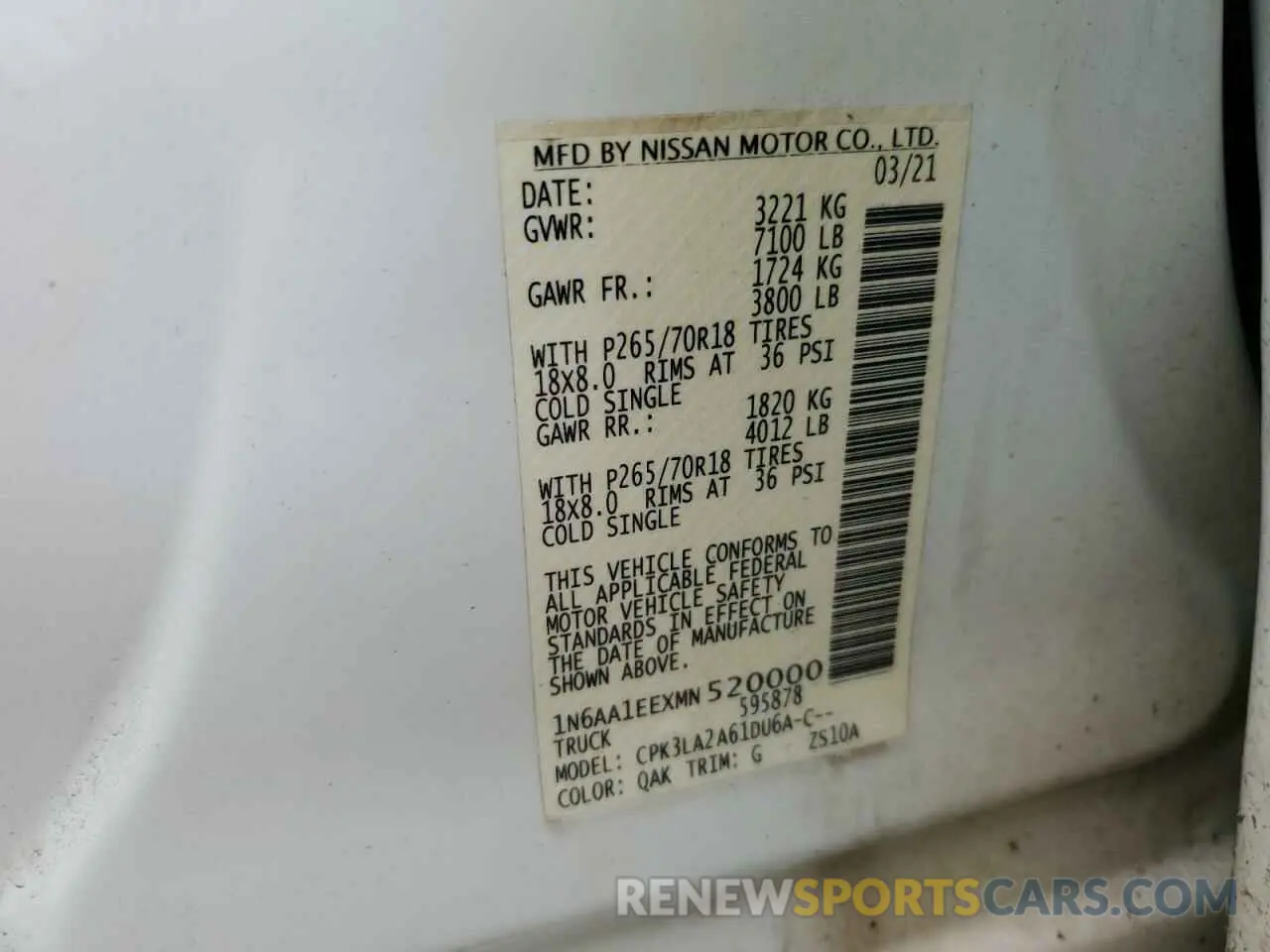12 fotografías del automóvil dañado 1N6AA1EEXMN520000 NISSAN TITAN 2021