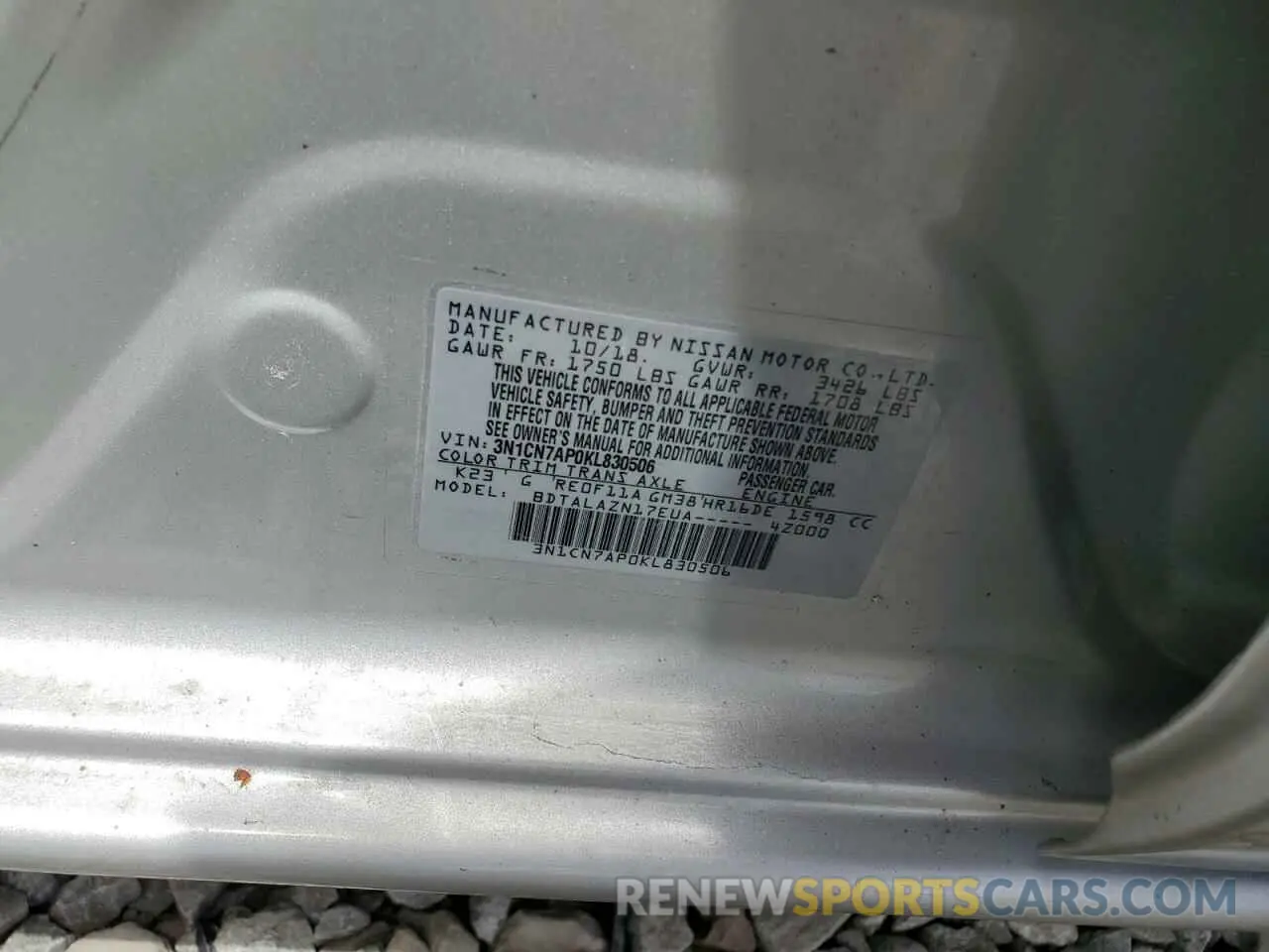 12 fotografías del automóvil dañado 3N1CN7AP0KL830506 NISSAN VERSA 2019